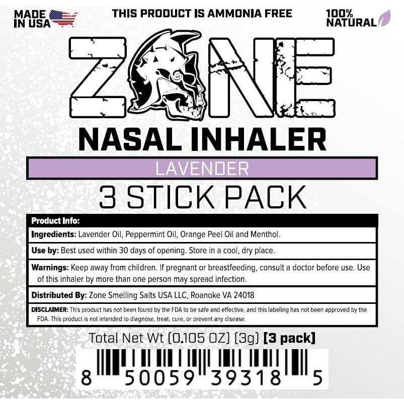 Stick Nasal de Aceite Esencial Zone - Paquete de 3 Lavanda