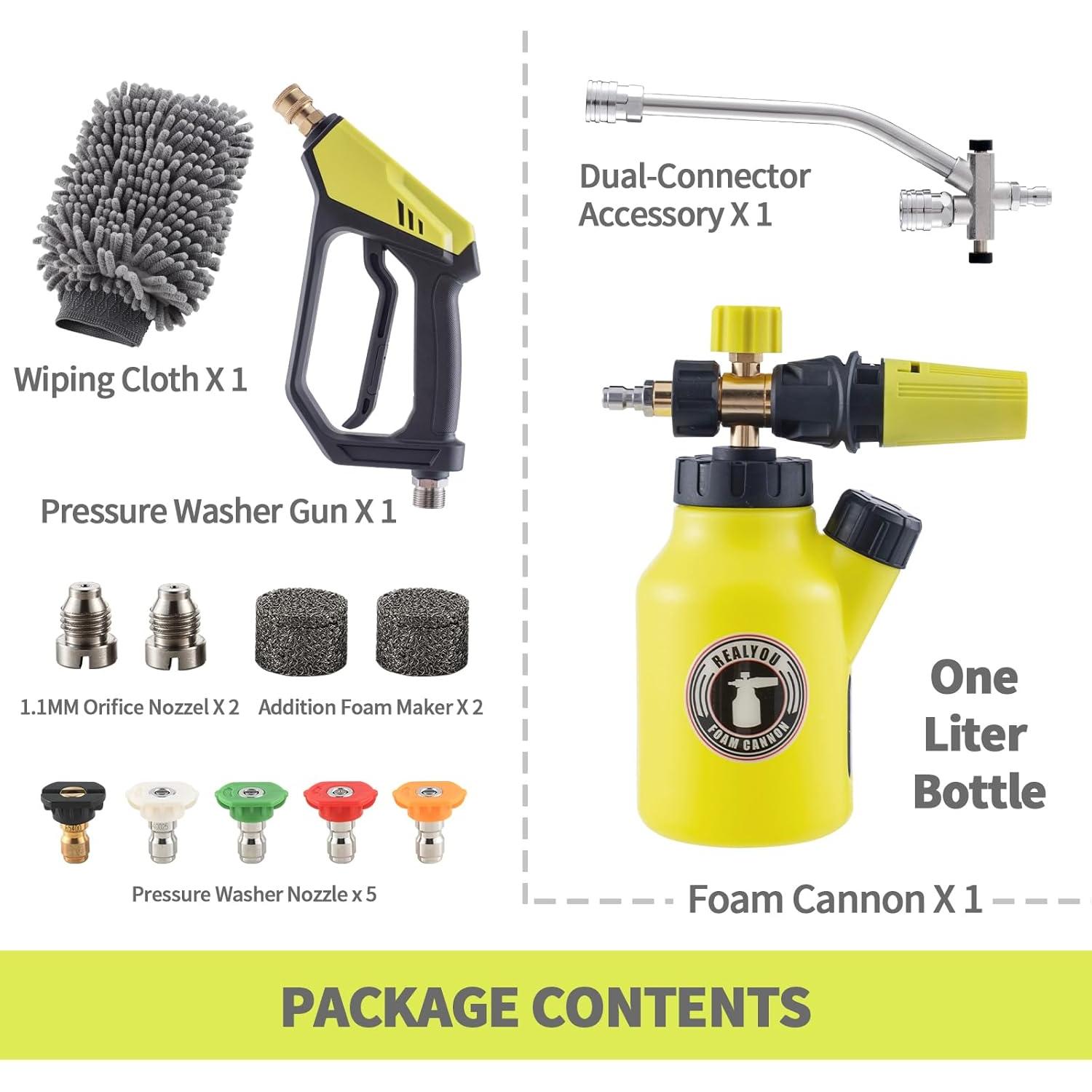 Kit de Cañón de Espuma REALYOU con Pistola de Lavado a Presión