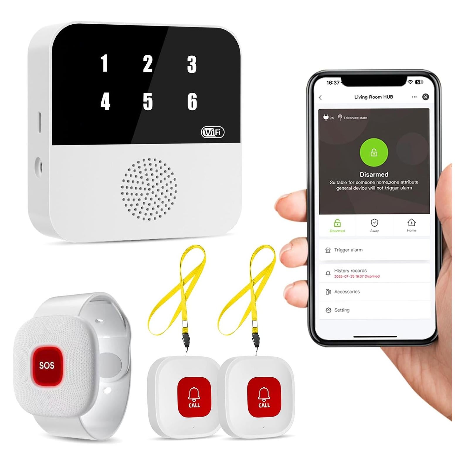 Sistema de Llamada Inteligente LORA CF106 - 1 Pulsera + 2 Botones