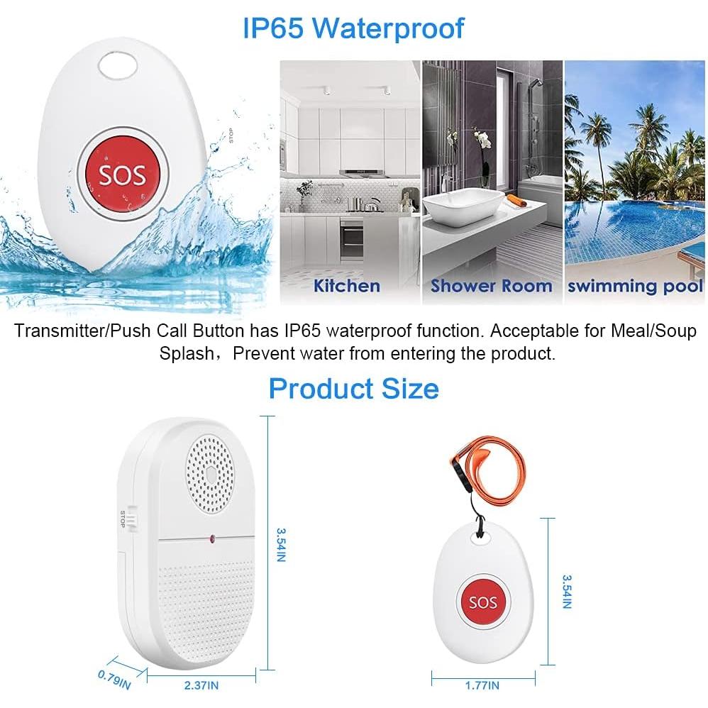 Sistema de Alerta Inalámbrico ChunHee para Cuidadores 1 Transmisor + 1 Receptor
