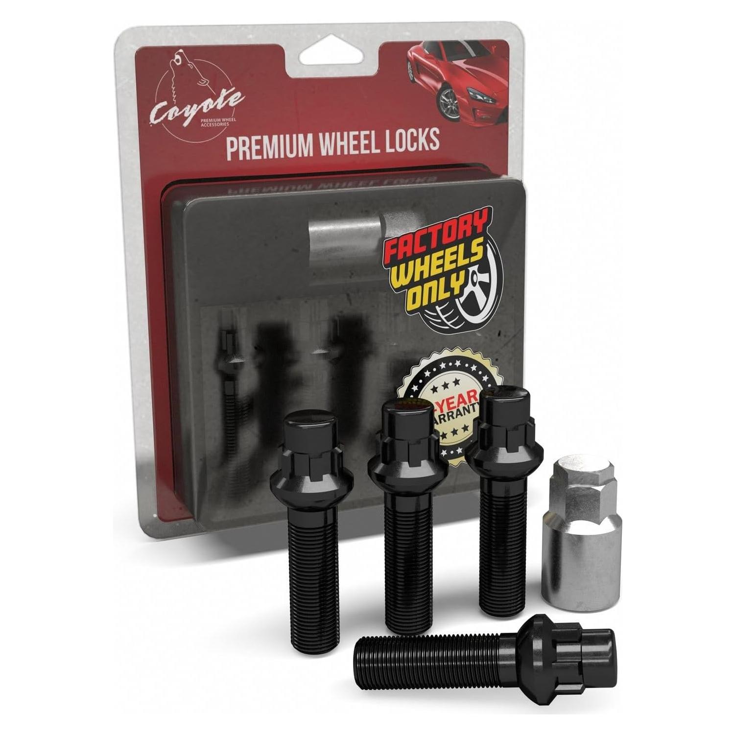 Tuercas de Rueda Negras M15x1.25 con Cerraduras para Mercedes