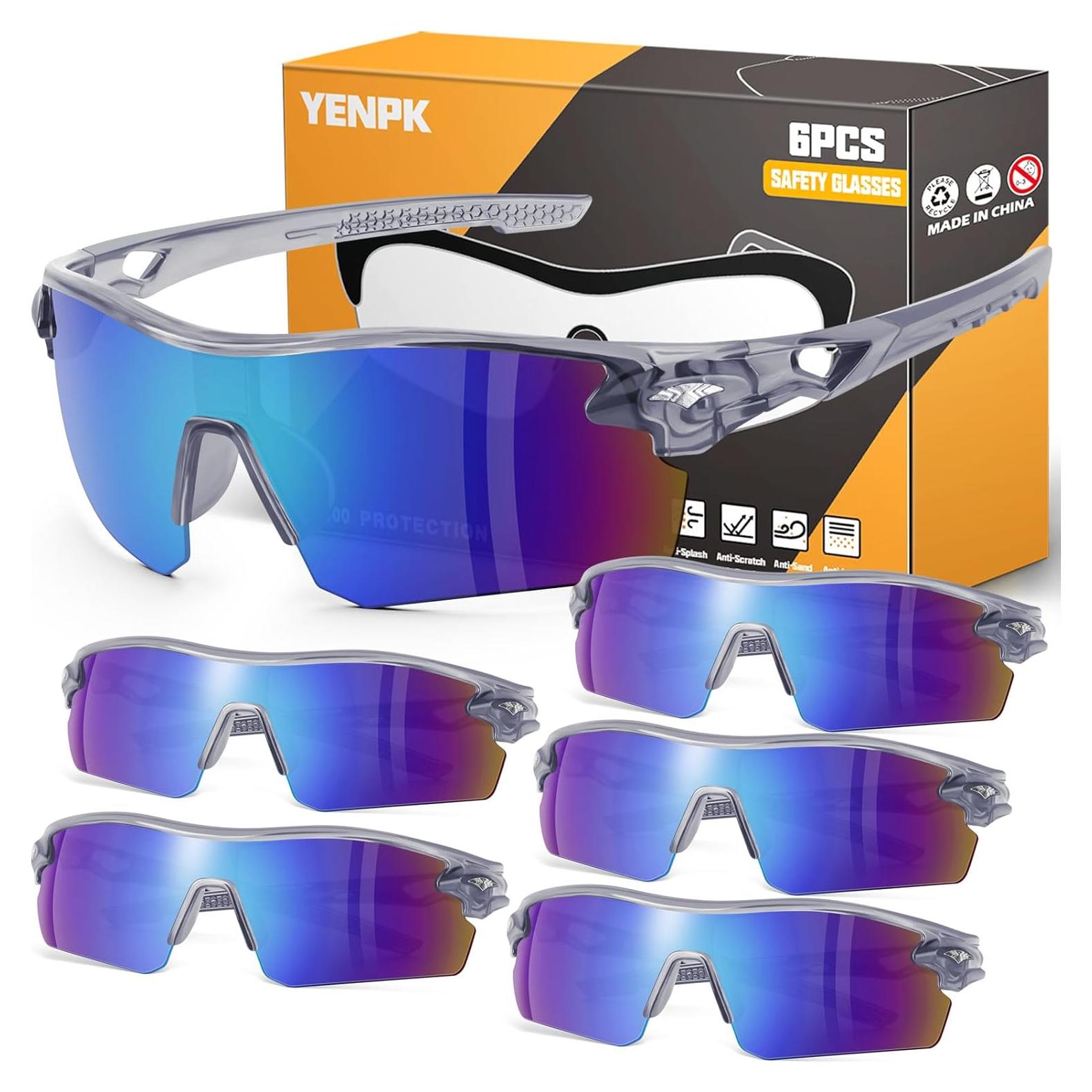 Paquete de 6 Gafas de Seguridad YENPK ANSI Z87.1 UV Anti-Rayas
