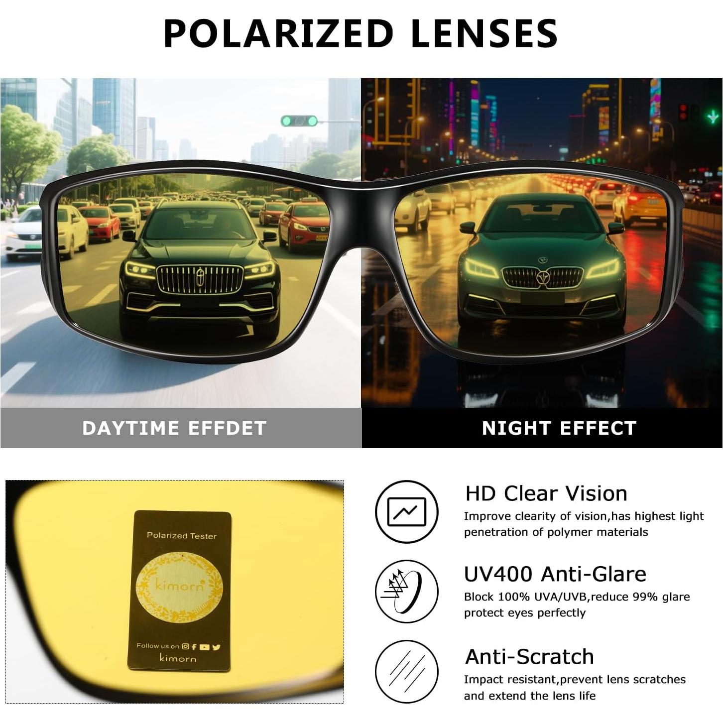 Gafas de Conducción Nocturna Kimorn Polarizadas Antirreflejo