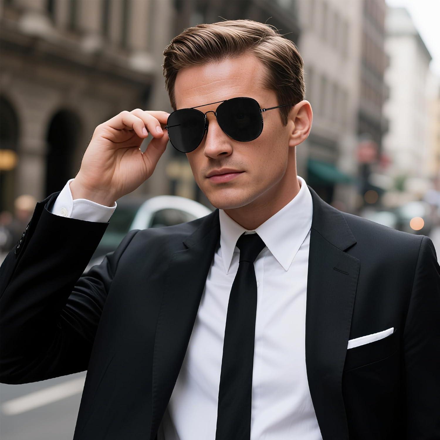 Gafas de sol aviador unisex metalicas negras para Halloween