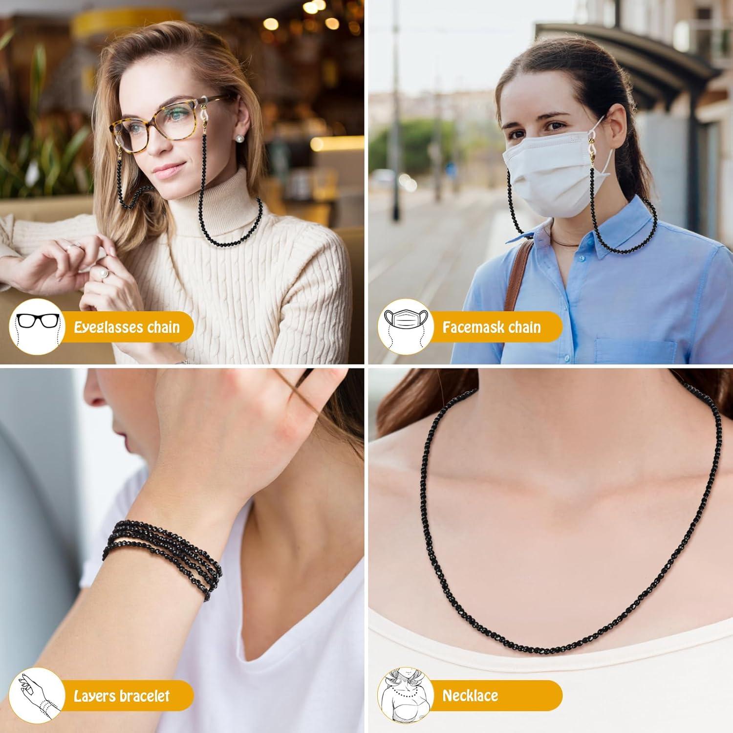 Cadena Sujetador de Gafas de Cristal Herain para Mujeres - Negro