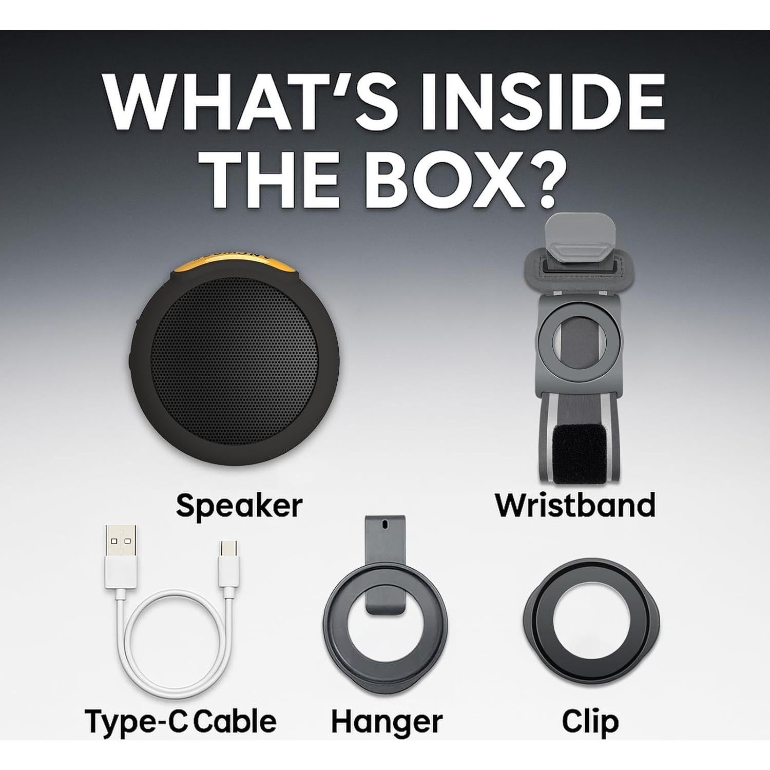 ANCwear Wearable Bluetooth Speakers Wireless Mini Speaker with Enhanced Bass, HD Sound, Portable Speaker with Microphone, 9.5H Playtime, IPX6 Waterproof for Sports, Outdoor Travel (Black)