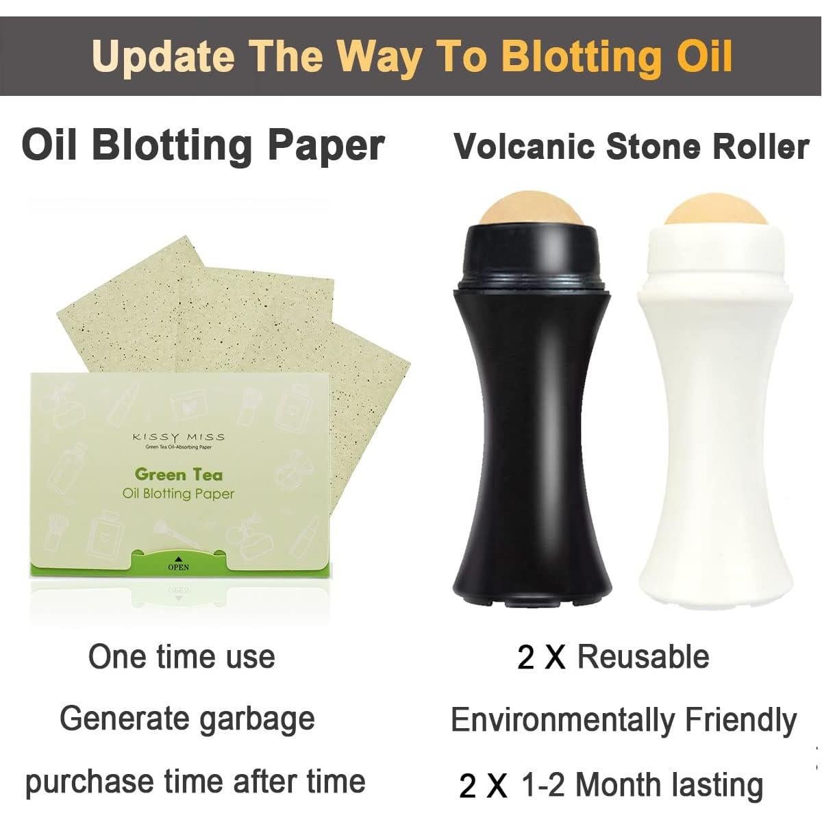 Rodillo Facial Volcánico NGUP 2 Pcs Absorbente de Aceite