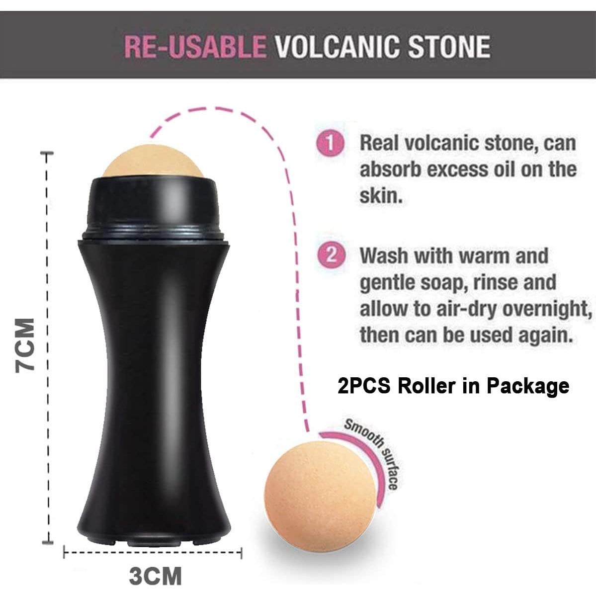 Rodillo Facial Volcánico NGUP 2 Pcs Absorbente de Aceite