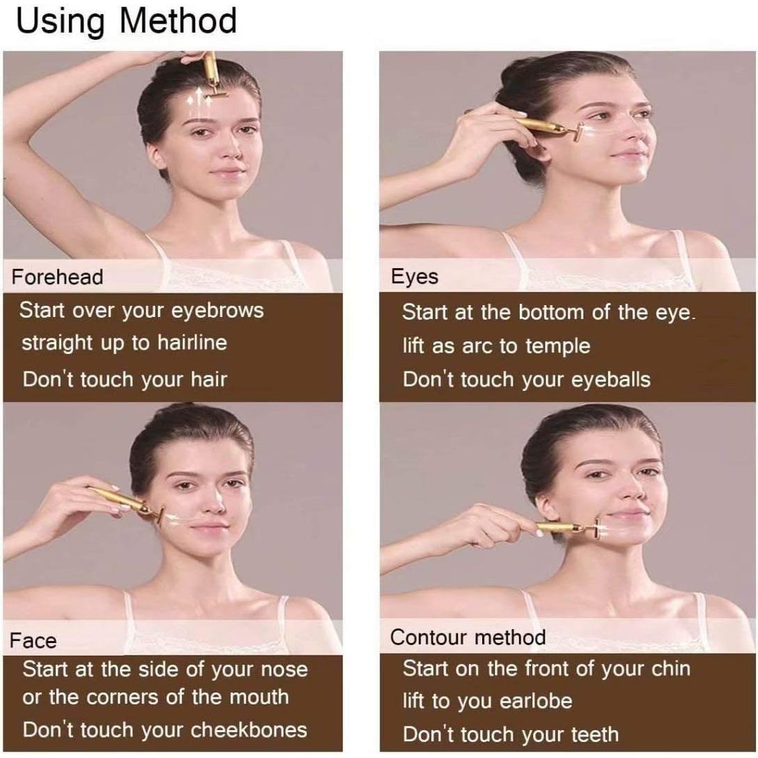 Rodillo de Masaje Facial Eléctrico 24k C&Xanadu 2 en 1