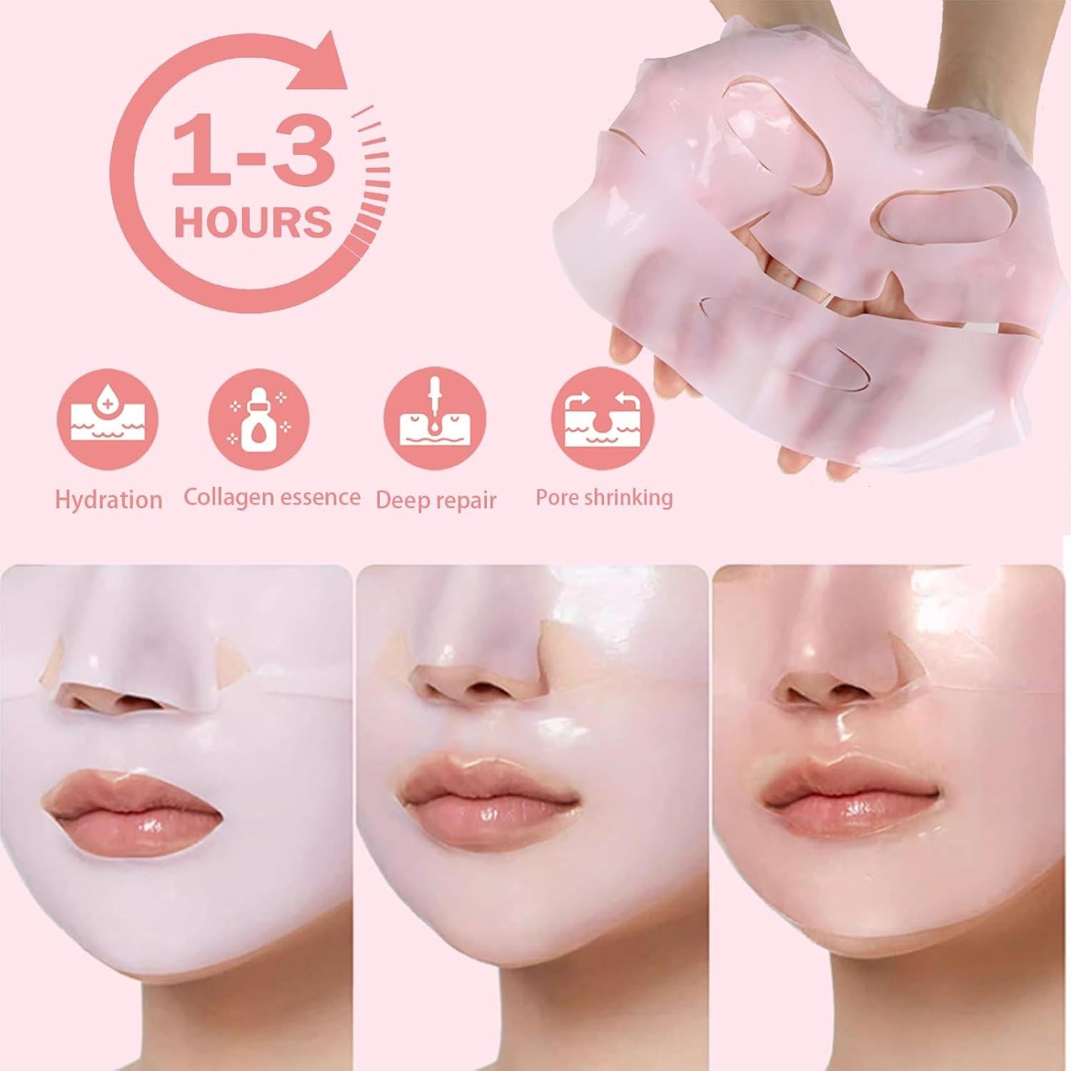 Paquete de 5 Máscaras Faciales de Gel ONMYLOVIN Rosa 258g