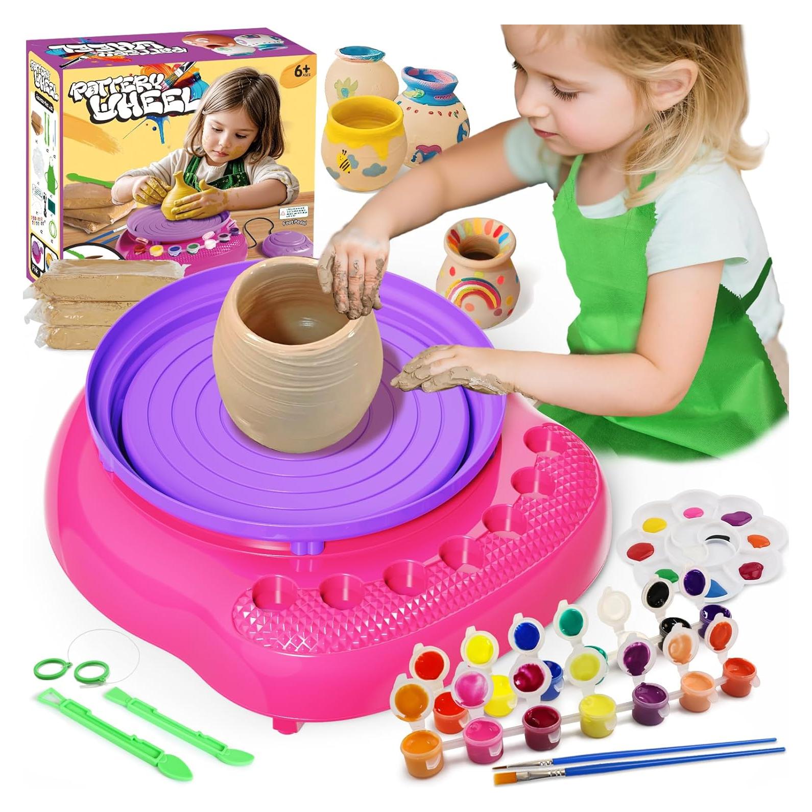 Kit de Rueda de Alfarería Vinkp para Niños 8-12 Años - Rosa