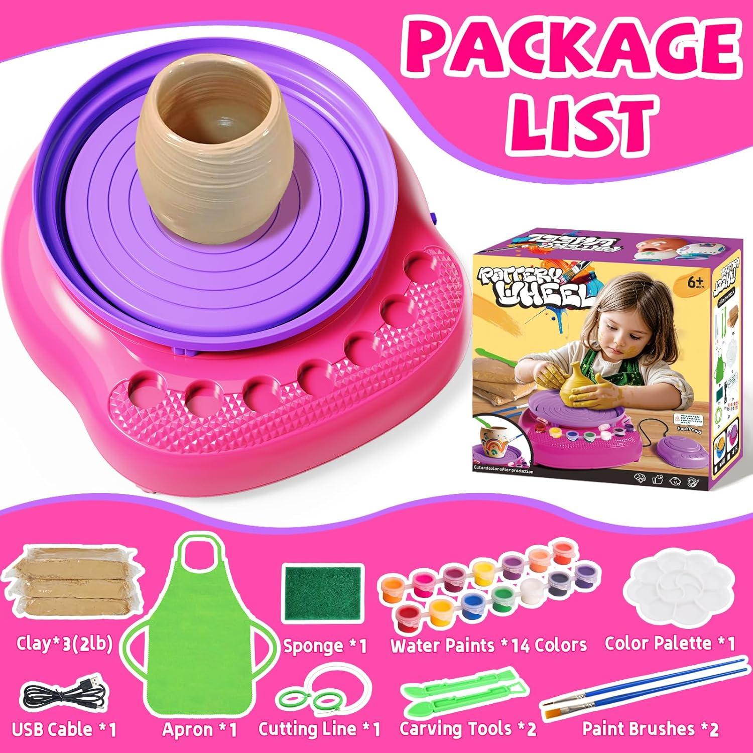 Kit de Rueda de Alfarería Vinkp para Niños 8-12 Años - Rosa