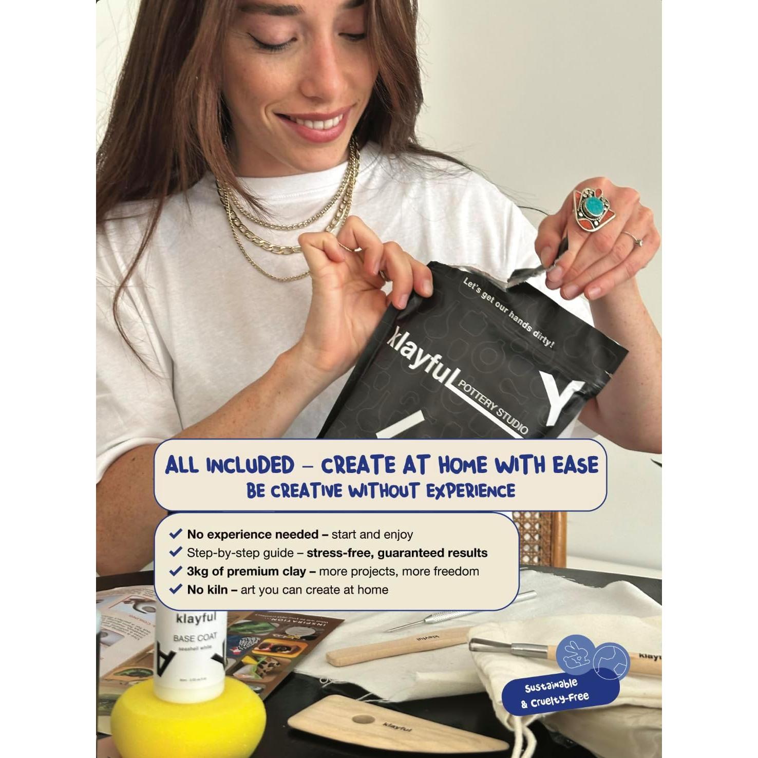Kit de Cerámica KLAYFUL 3kg Arcilla Secada al Aire con Herramientas