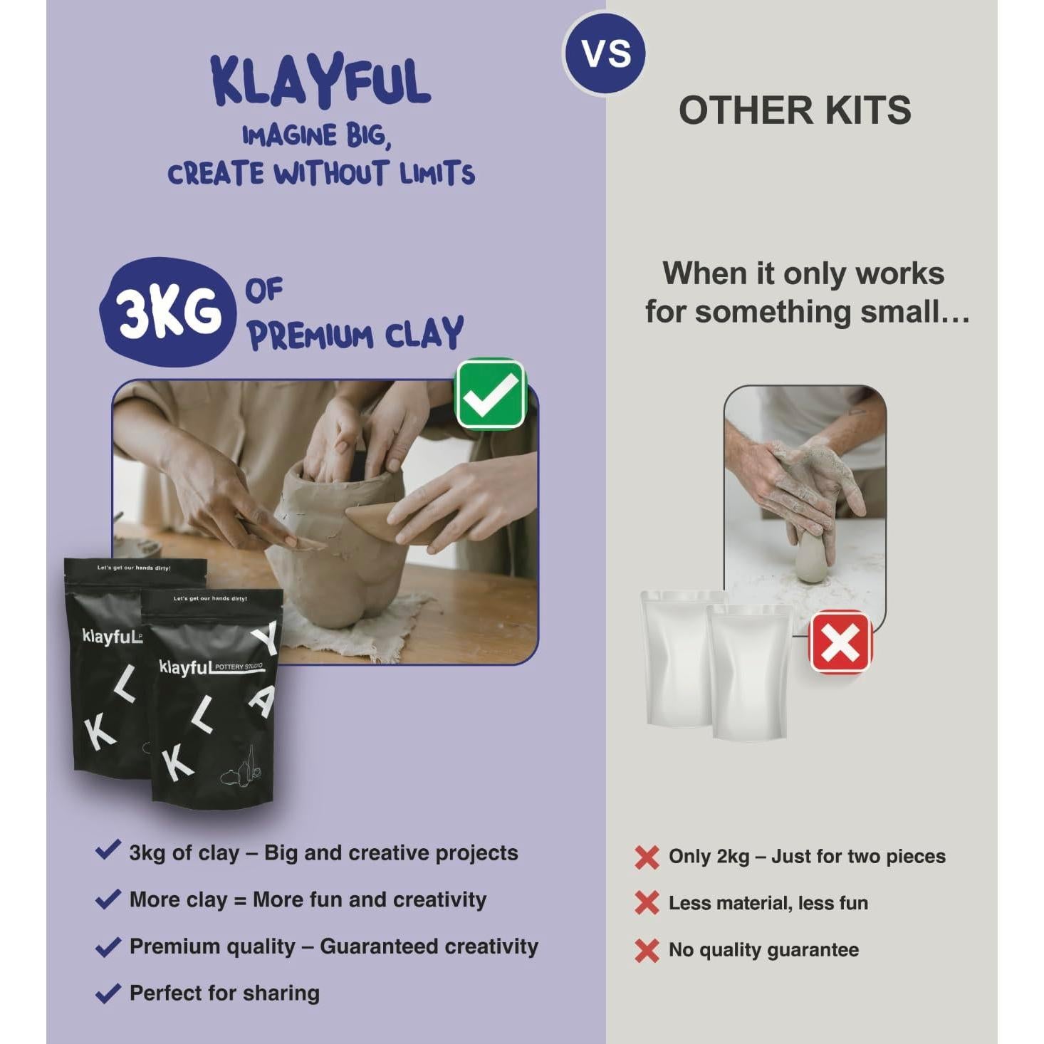 Kit de Cerámica KLAYFUL 3kg Arcilla Secada al Aire con Herramientas