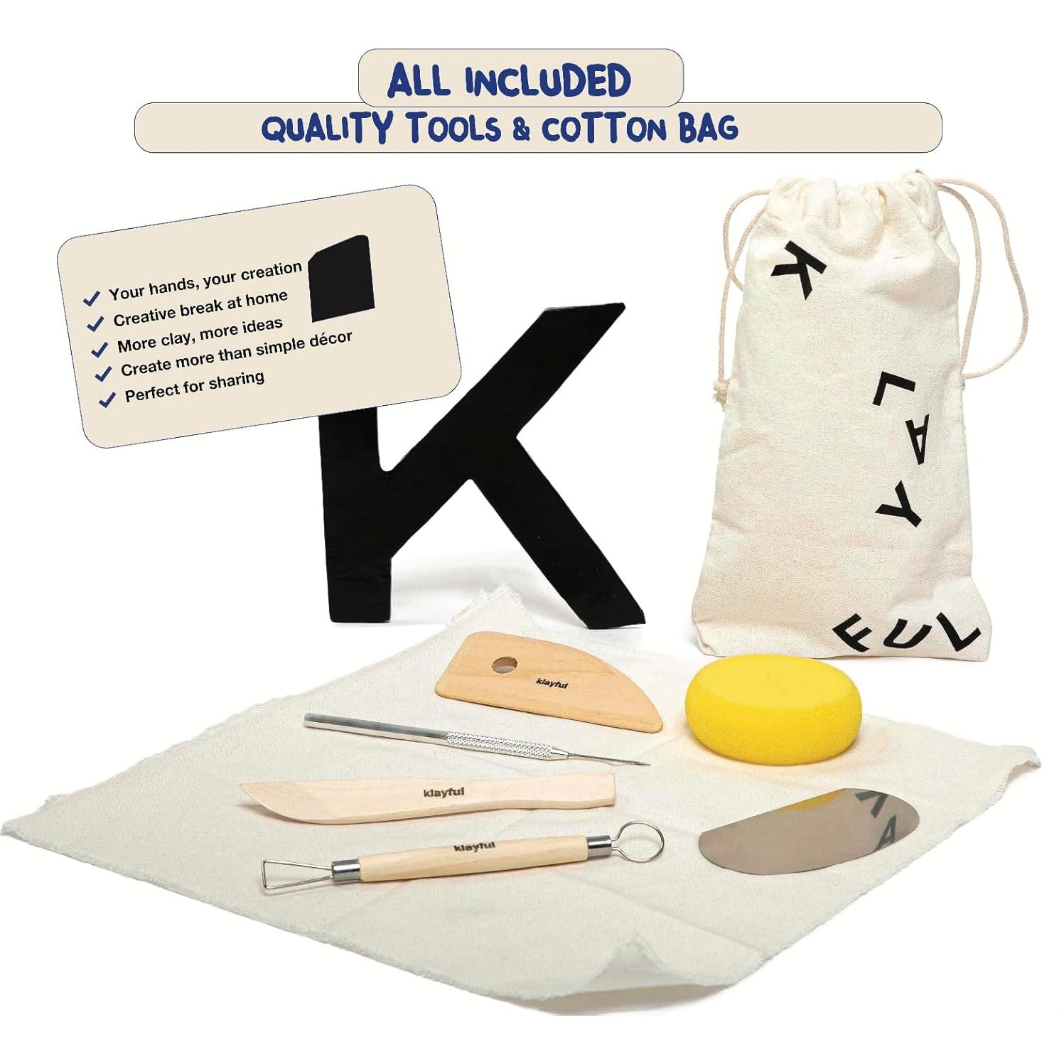 Kit de Cerámica KLAYFUL 3kg Arcilla Secada al Aire con Herramientas