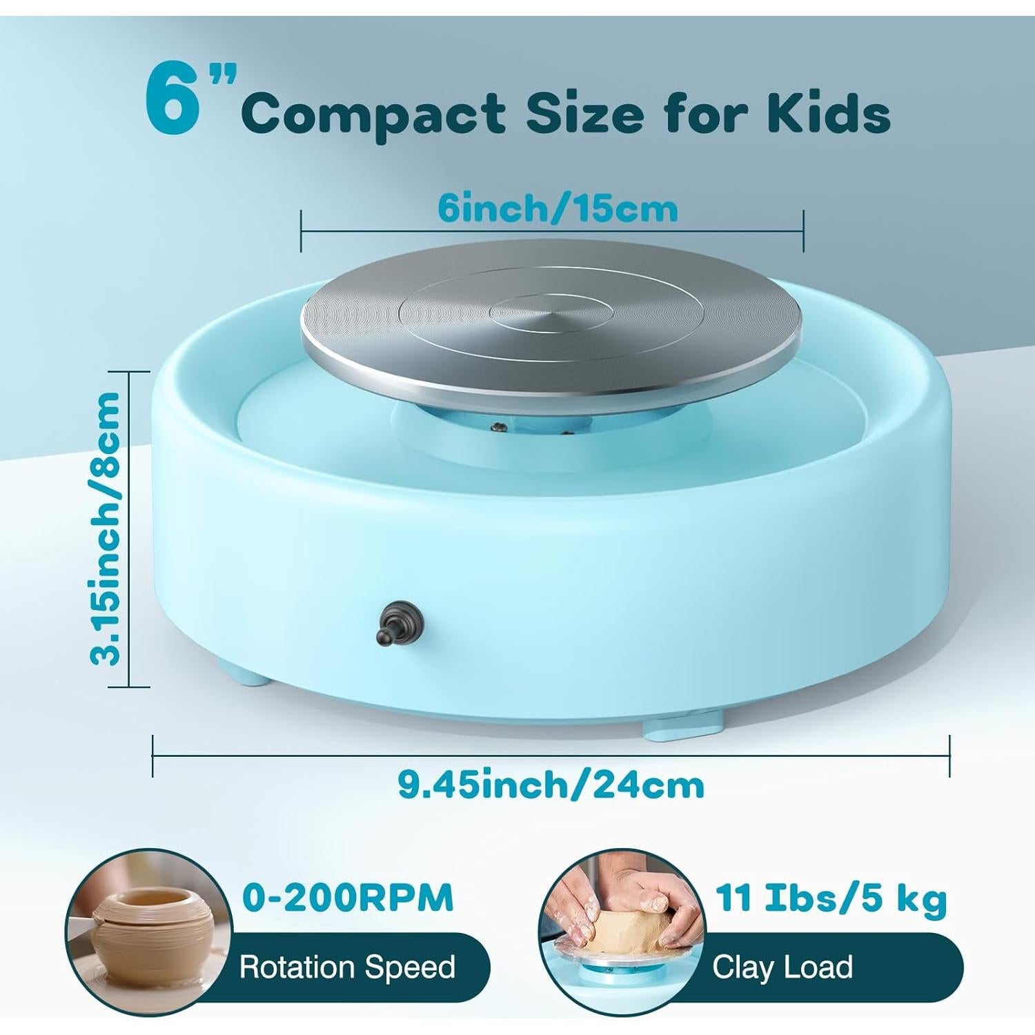 Mini Rueda de Cerámica Alldeer 15 cm 75W para Principiantes