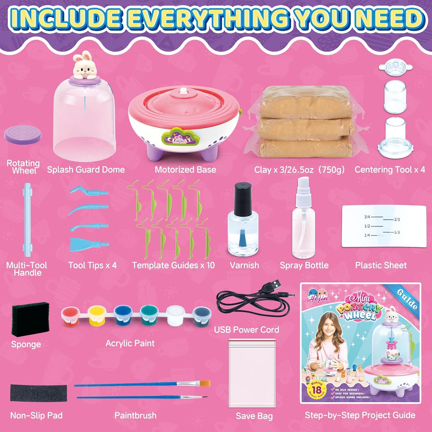 Torno de Alfarería HEJIN para Niños - Mini Kit 18 Proyectos