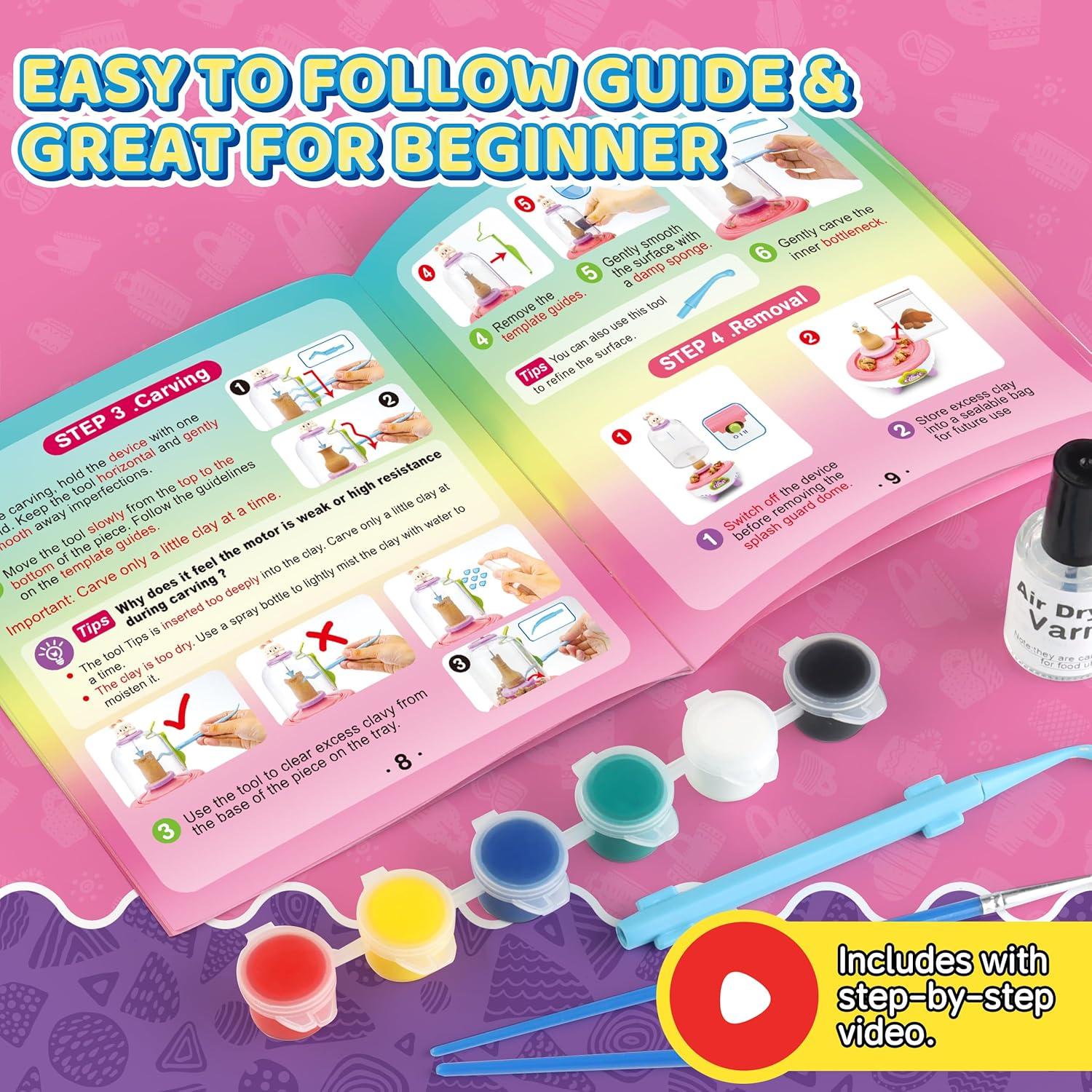 Torno de Alfarería HEJIN para Niños - Mini Kit 18 Proyectos