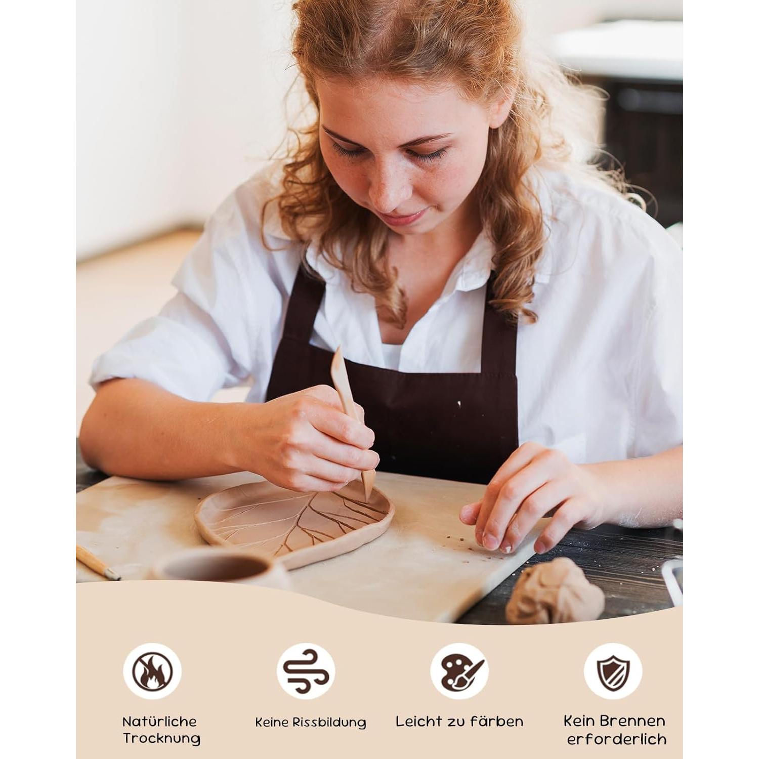 Kit de Arcilla Secada al Aire Gleamkid - 4 Paquetes, Pintura y Herramientas