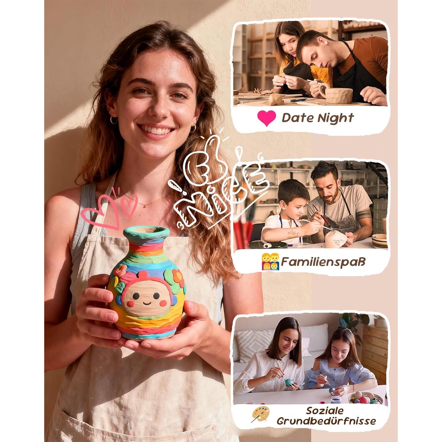 Kit de Arcilla Secada al Aire Gleamkid - 4 Paquetes, Pintura y Herramientas