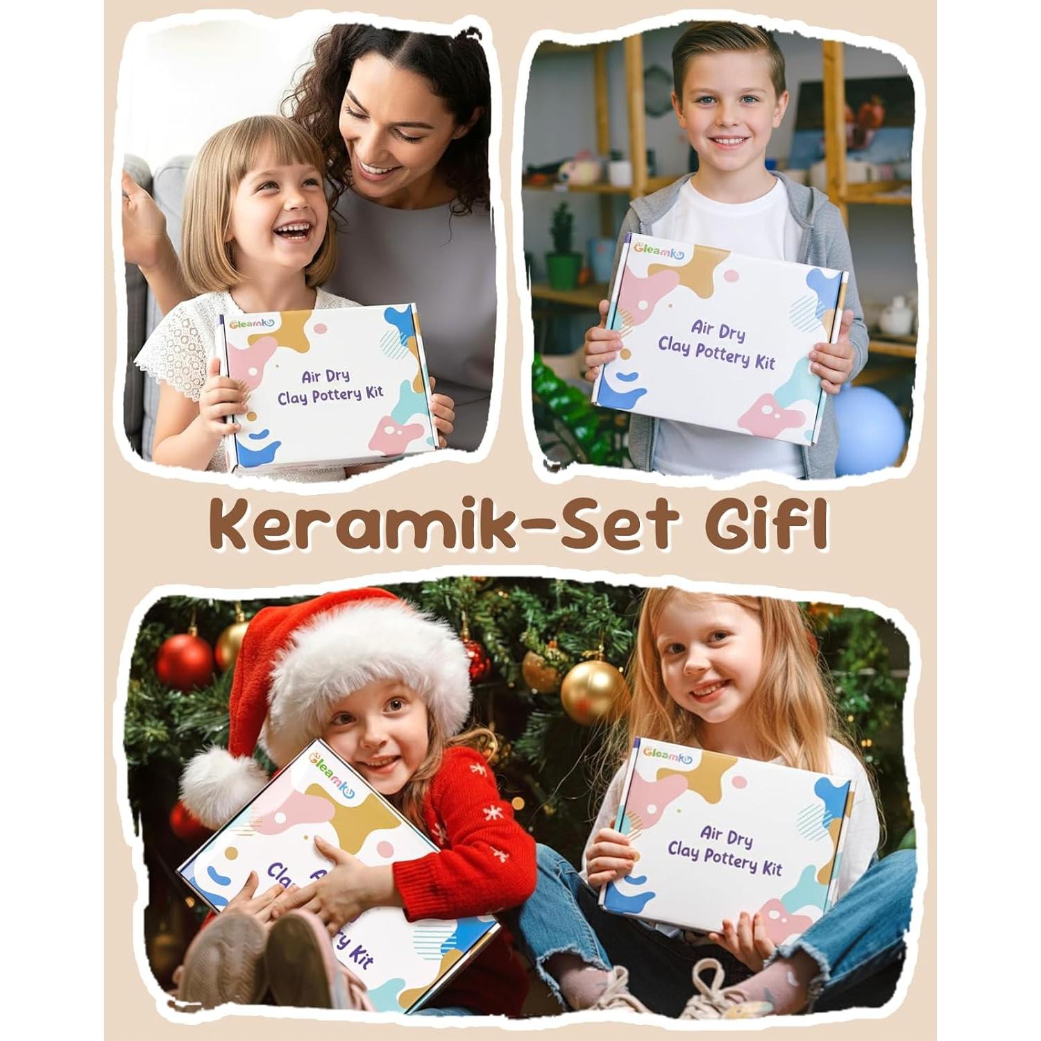 Kit de Arcilla Secada al Aire Gleamkid - 4 Paquetes, Pintura y Herramientas