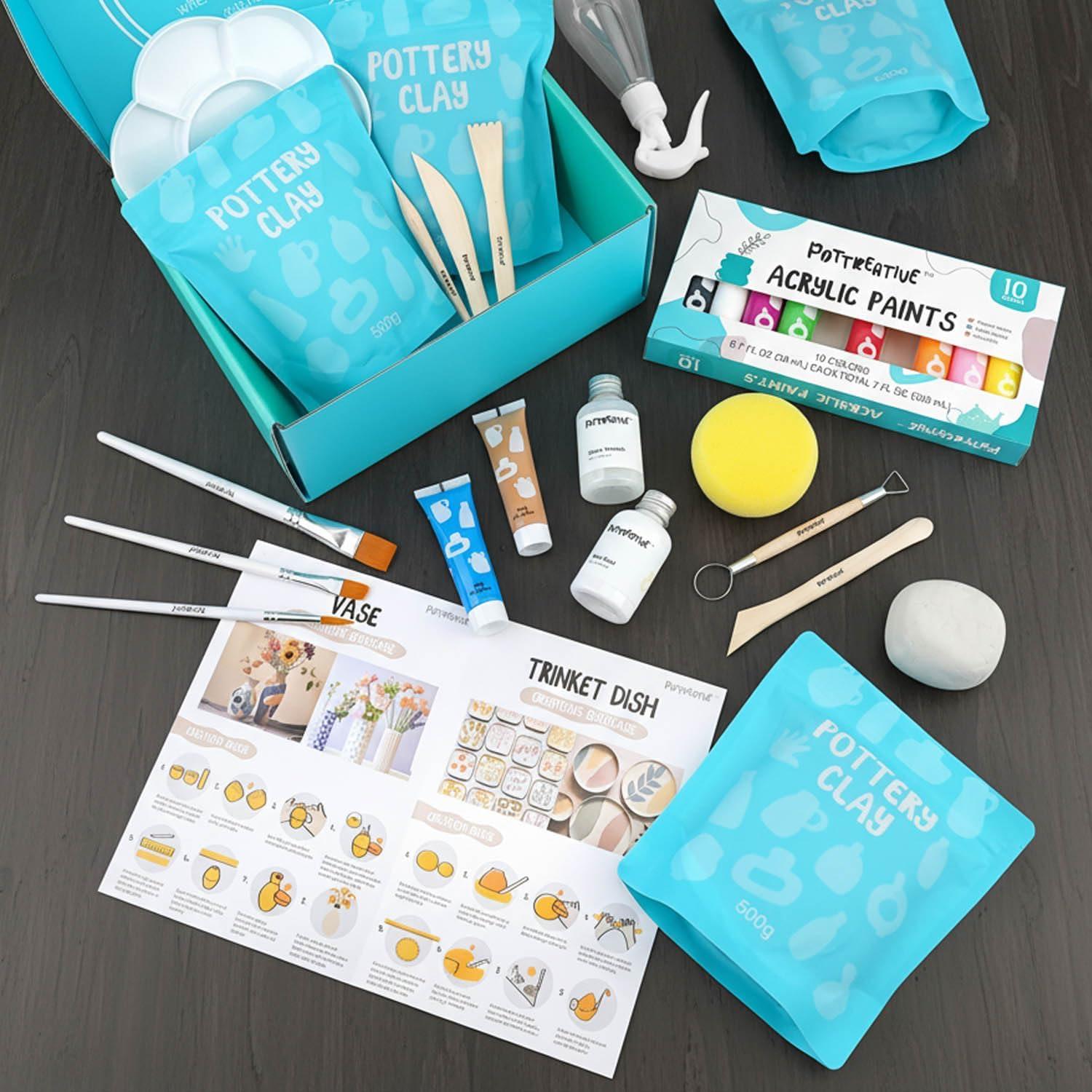 Kit de Arcilla Secada al Aire MCOOH 2 kg con Pinturas y Herramientas