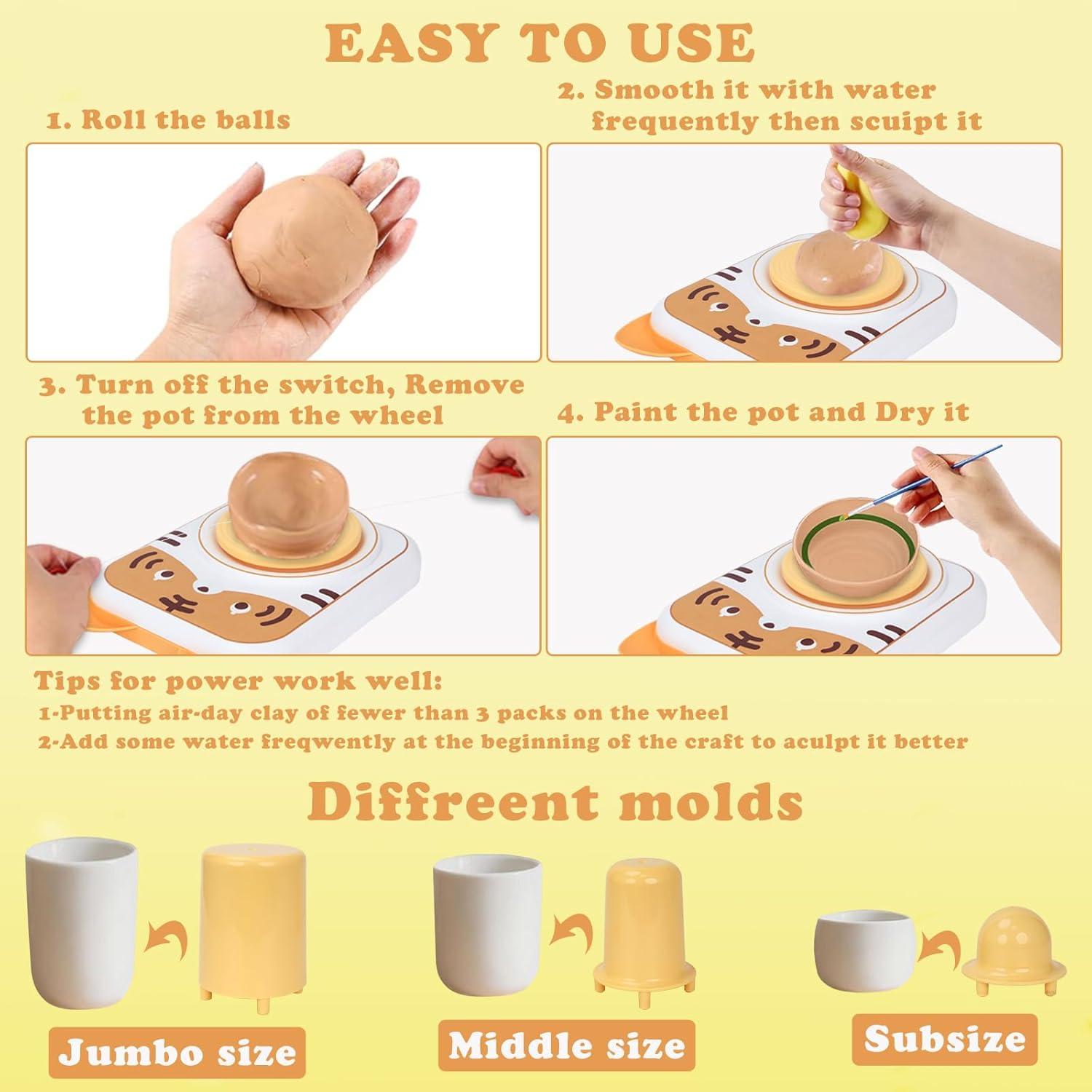 Torno de Alfarería Eléctrico YOOIU PW-001T para Niños 6+