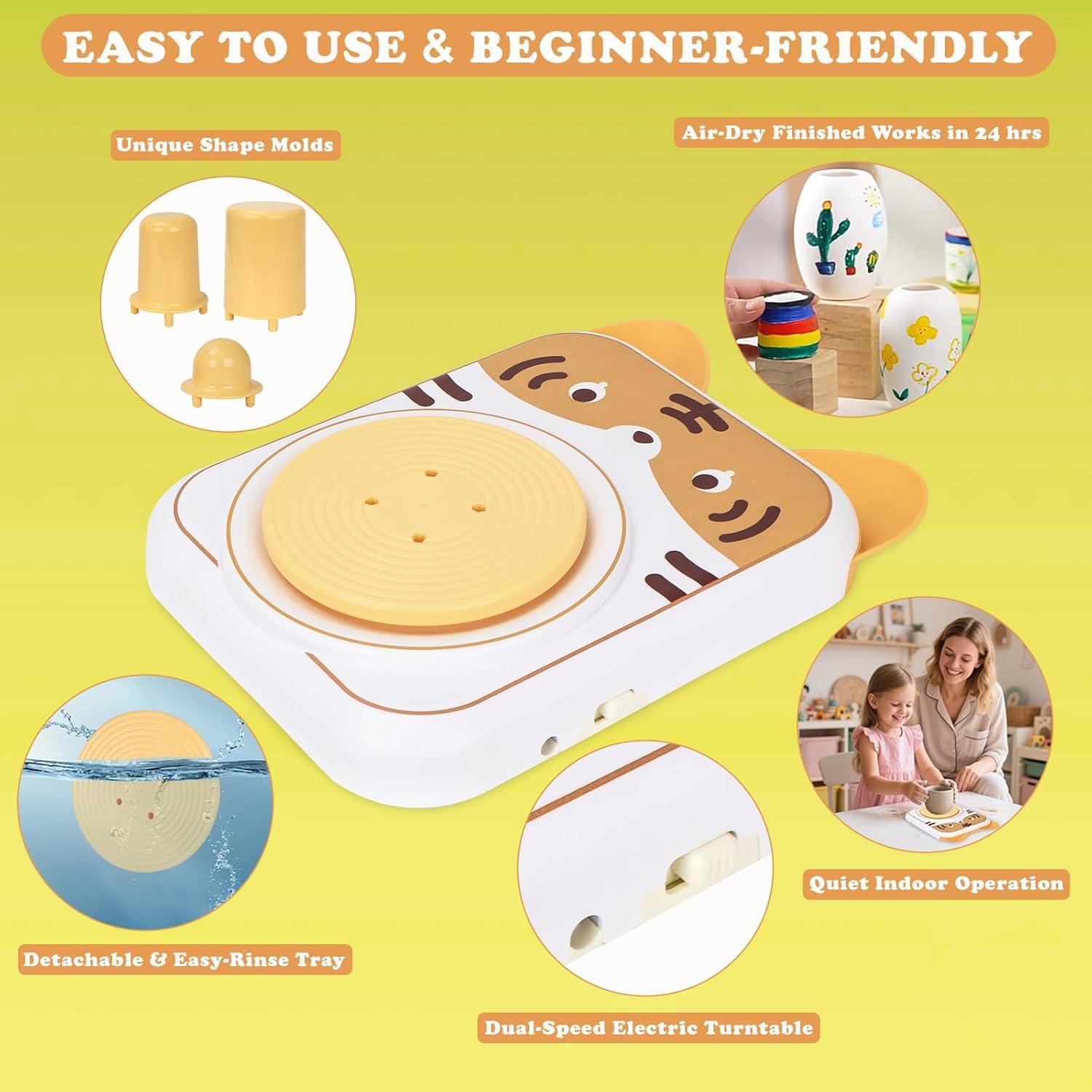 Torno de Alfarería Eléctrico YOOIU PW-001T para Niños 6+