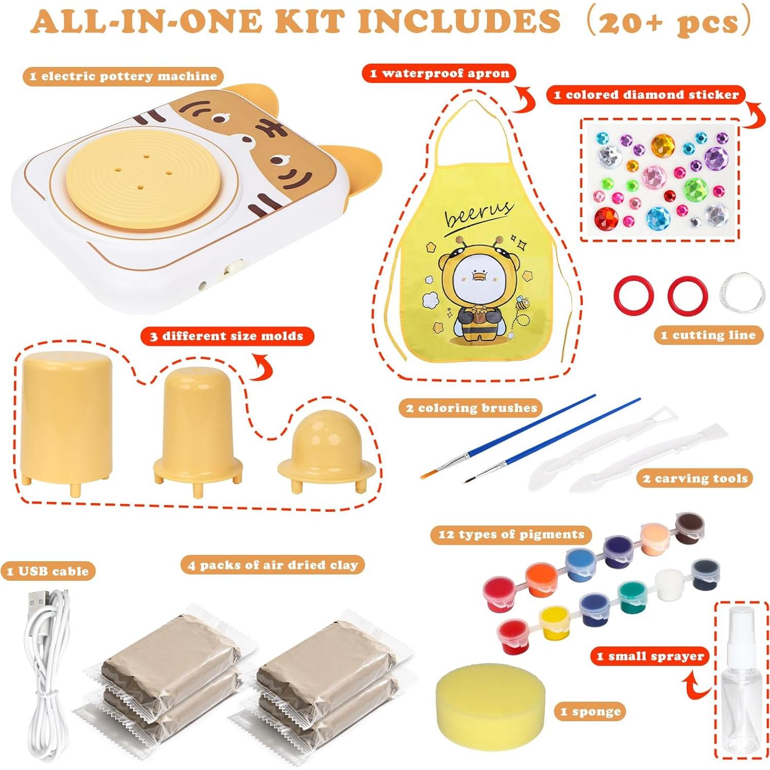 Torno de Alfarería Eléctrico YOOIU PW-001T para Niños 6+