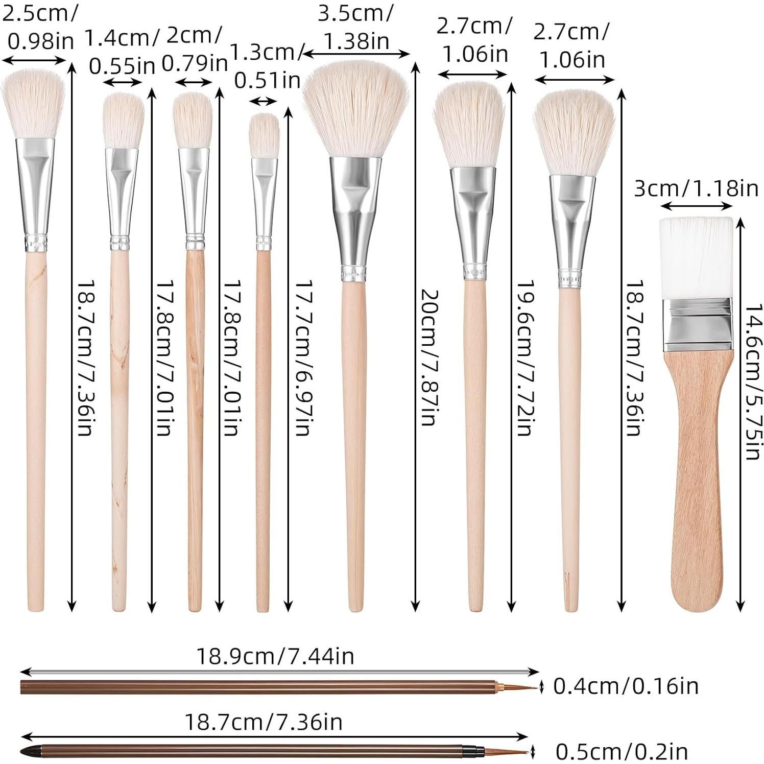 Set de 10 Pinceles de Cerámica Qianyu para Acuarela y Esmalte