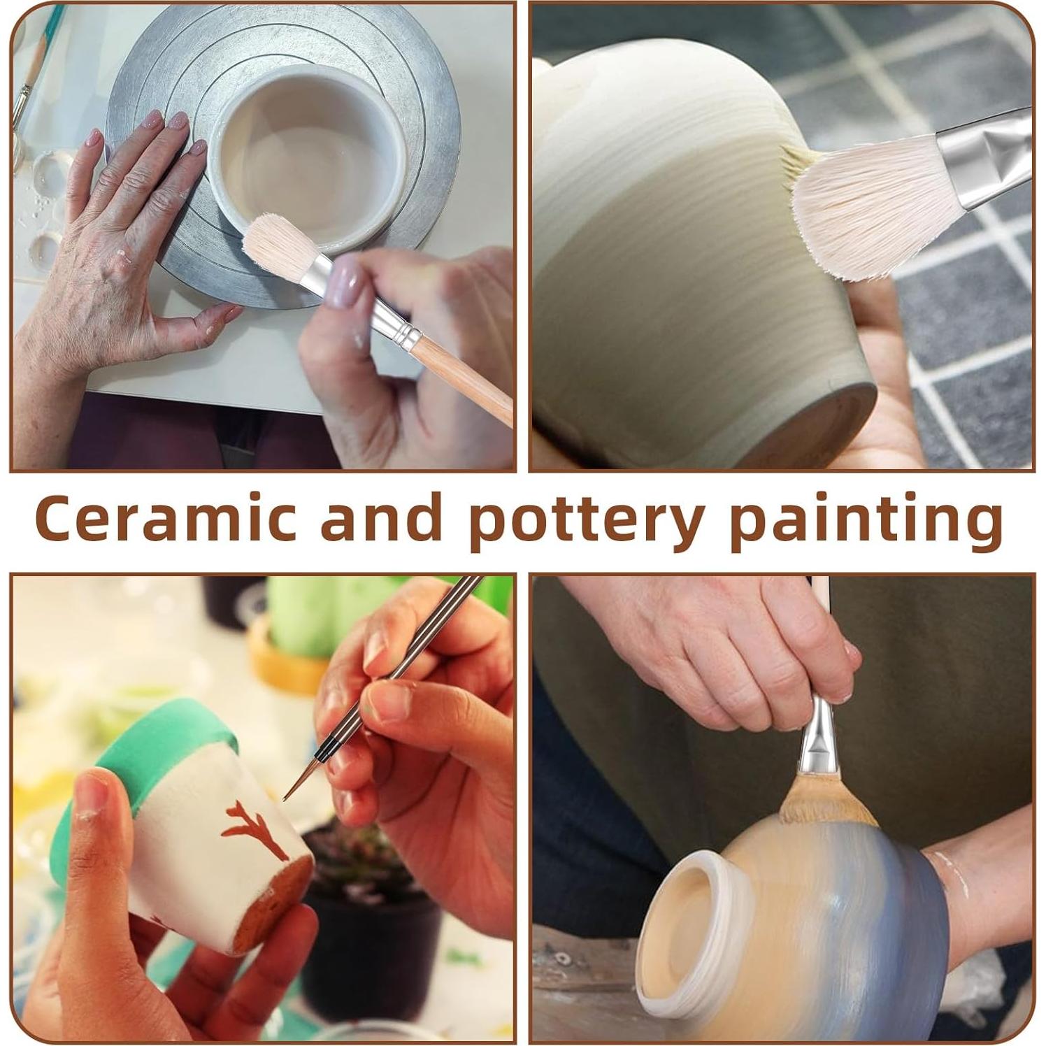 Set de 10 Pinceles de Cerámica Qianyu para Acuarela y Esmalte