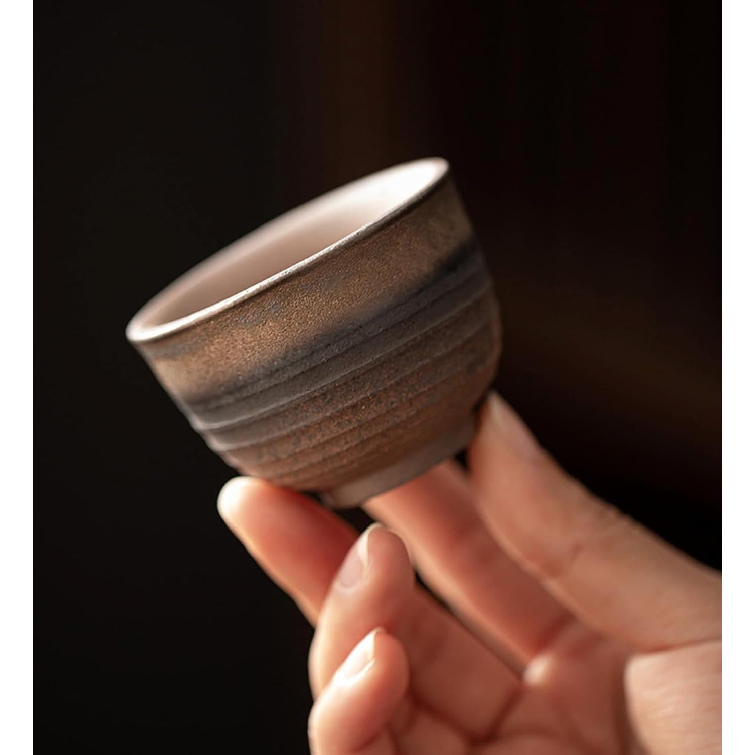 Juego de 6 Tazas de Té Cerámica Hechas a Mano Estilo Asiático