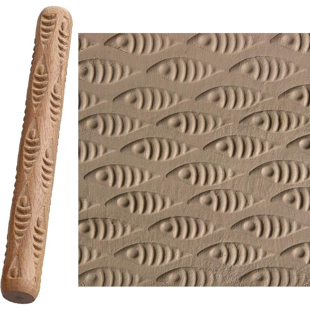 Kit de 5 Rodillos Texturizados de Arcilla OwnMy - Adoquines, Pescado, Hojas, Ondas, Madera