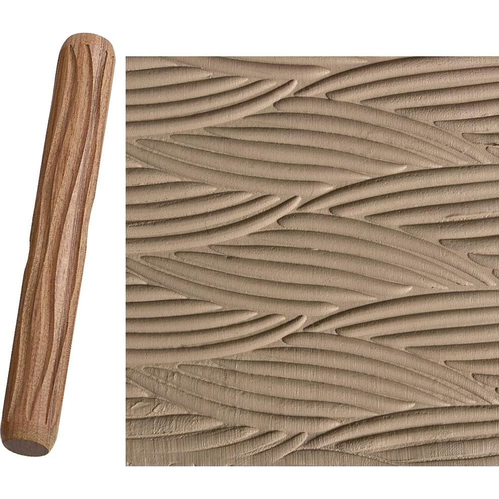 Kit de 5 Rodillos Texturizados de Arcilla OwnMy - Adoquines, Pescado, Hojas, Ondas, Madera