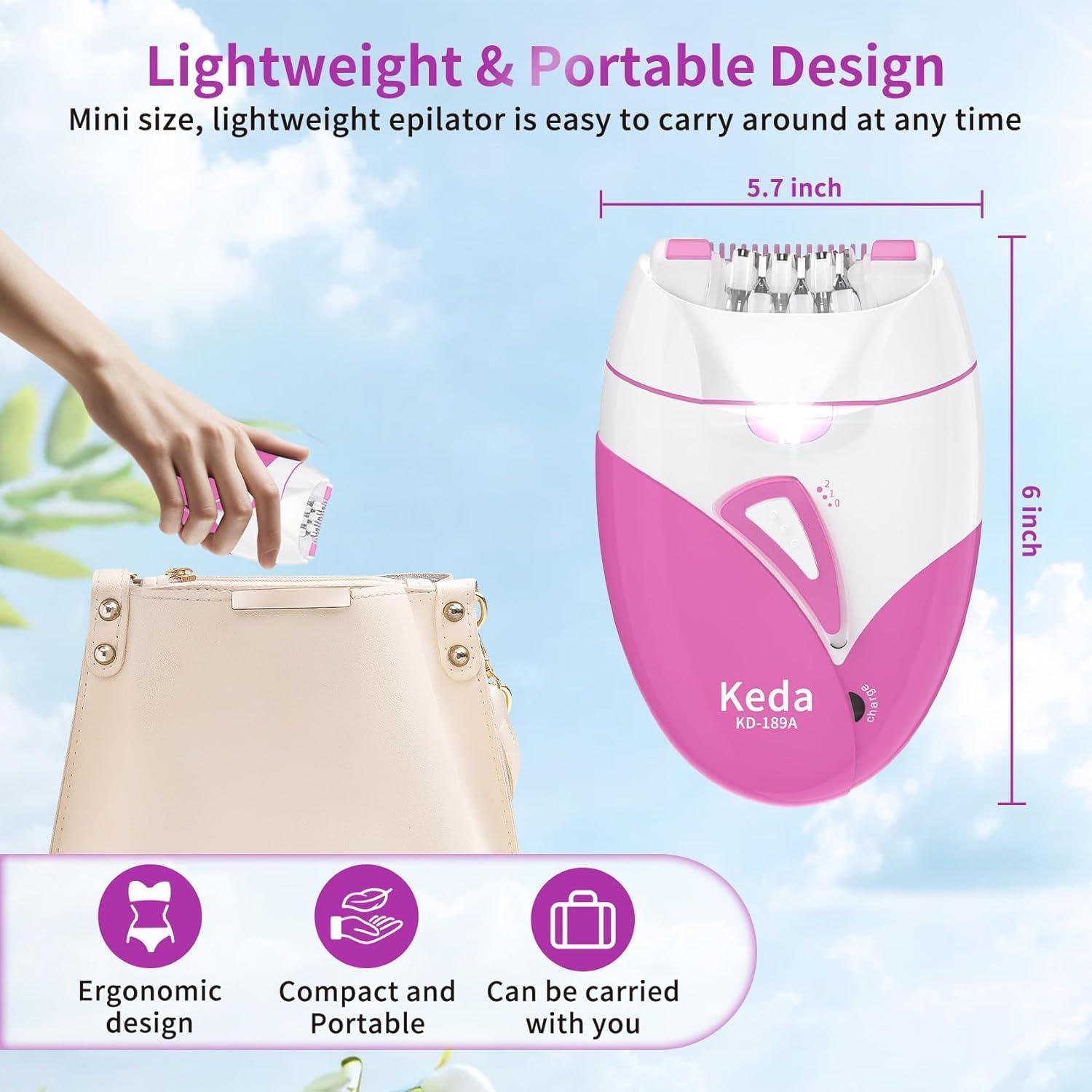 Epilador Eléctrico Recargable Blumskin para Mujeres - Indoloro, 2 Velocidades, Luz LED