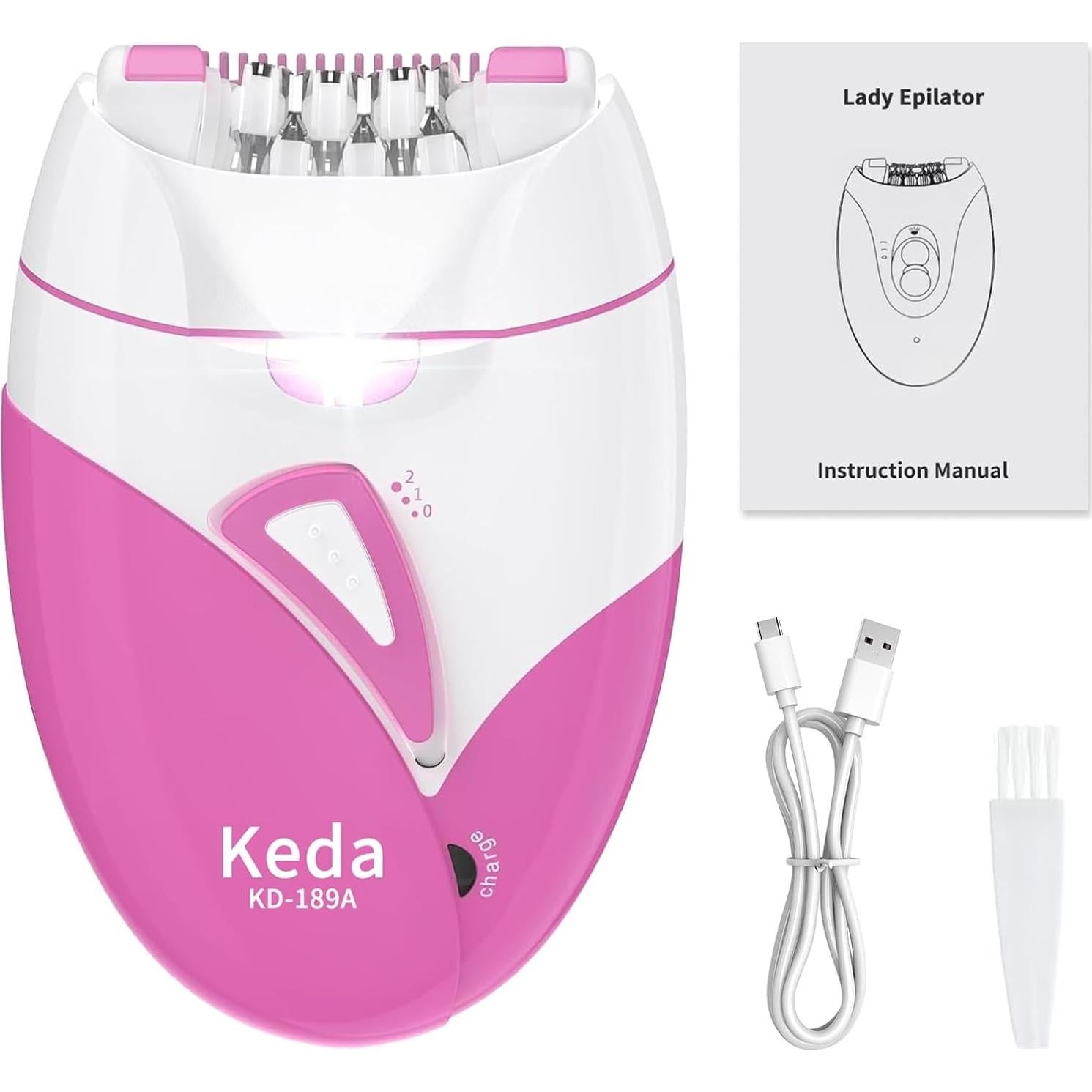 Epilador Eléctrico Recargable Blumskin para Mujeres - Indoloro, 2 Velocidades, Luz LED