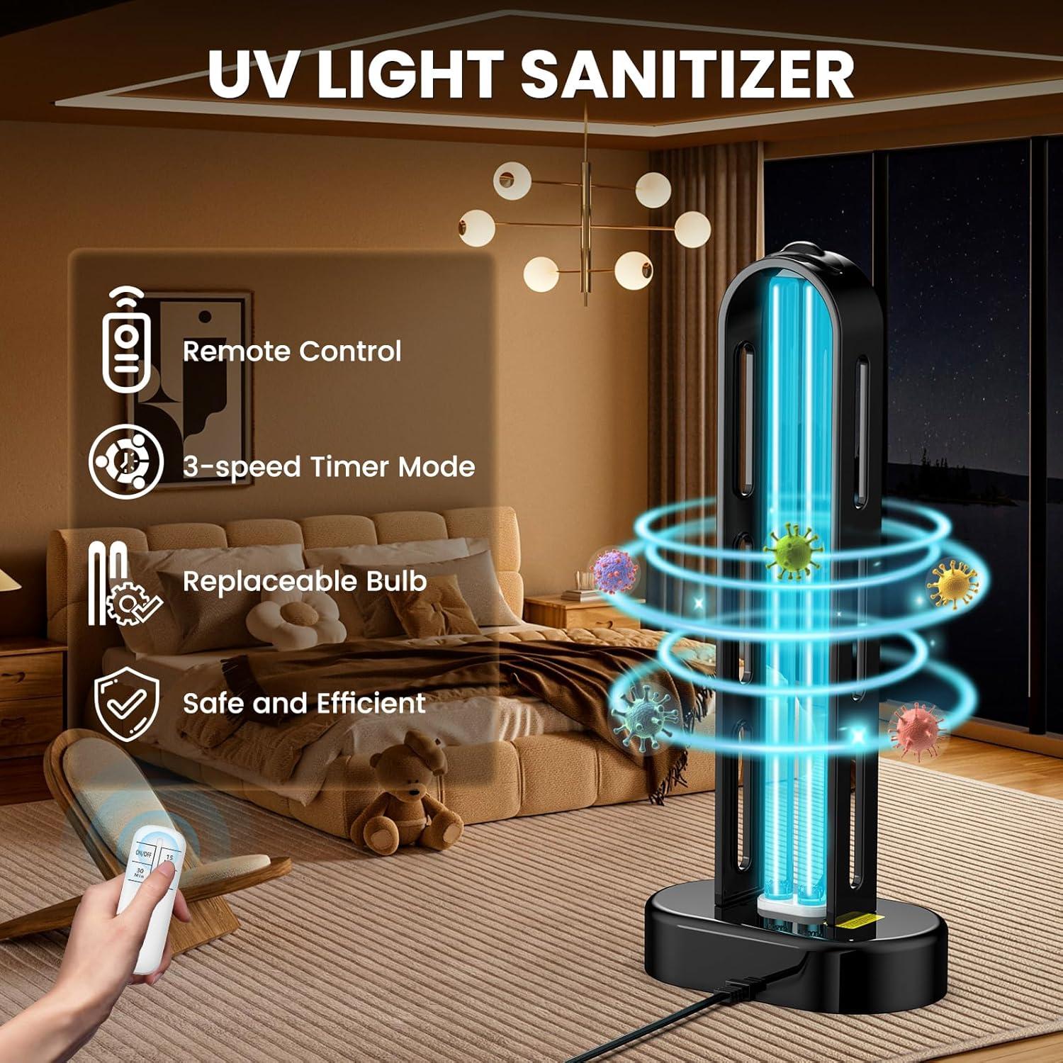 Paquete de 2 Lámparas UV Desinfectantes ZETAWALE con Control Remoto