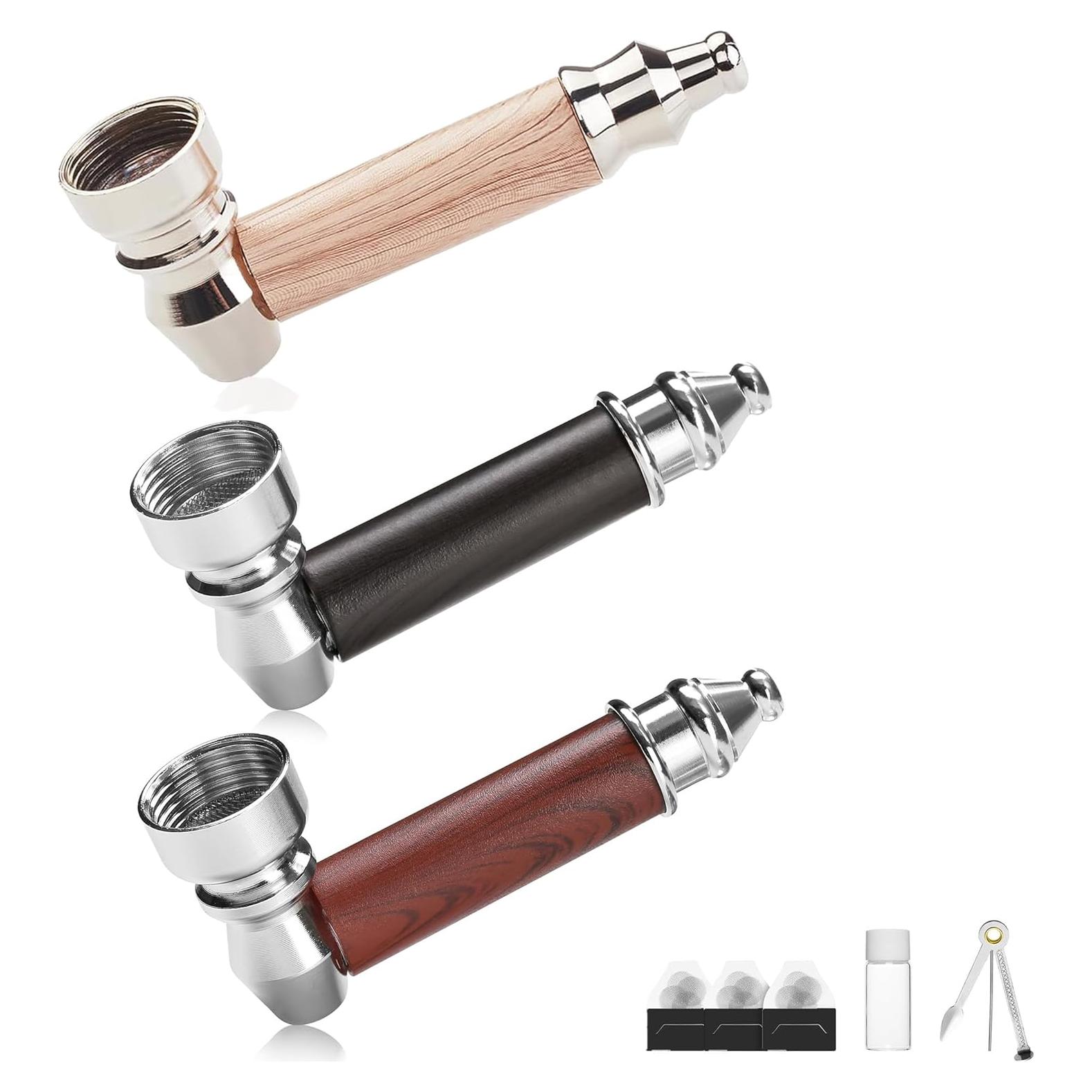 Juego de pipas de tabaco 3 piezas madera Genérico con accesorios