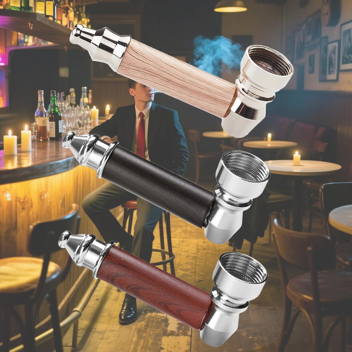 Juego de pipas de tabaco 3 piezas madera Genérico con accesorios