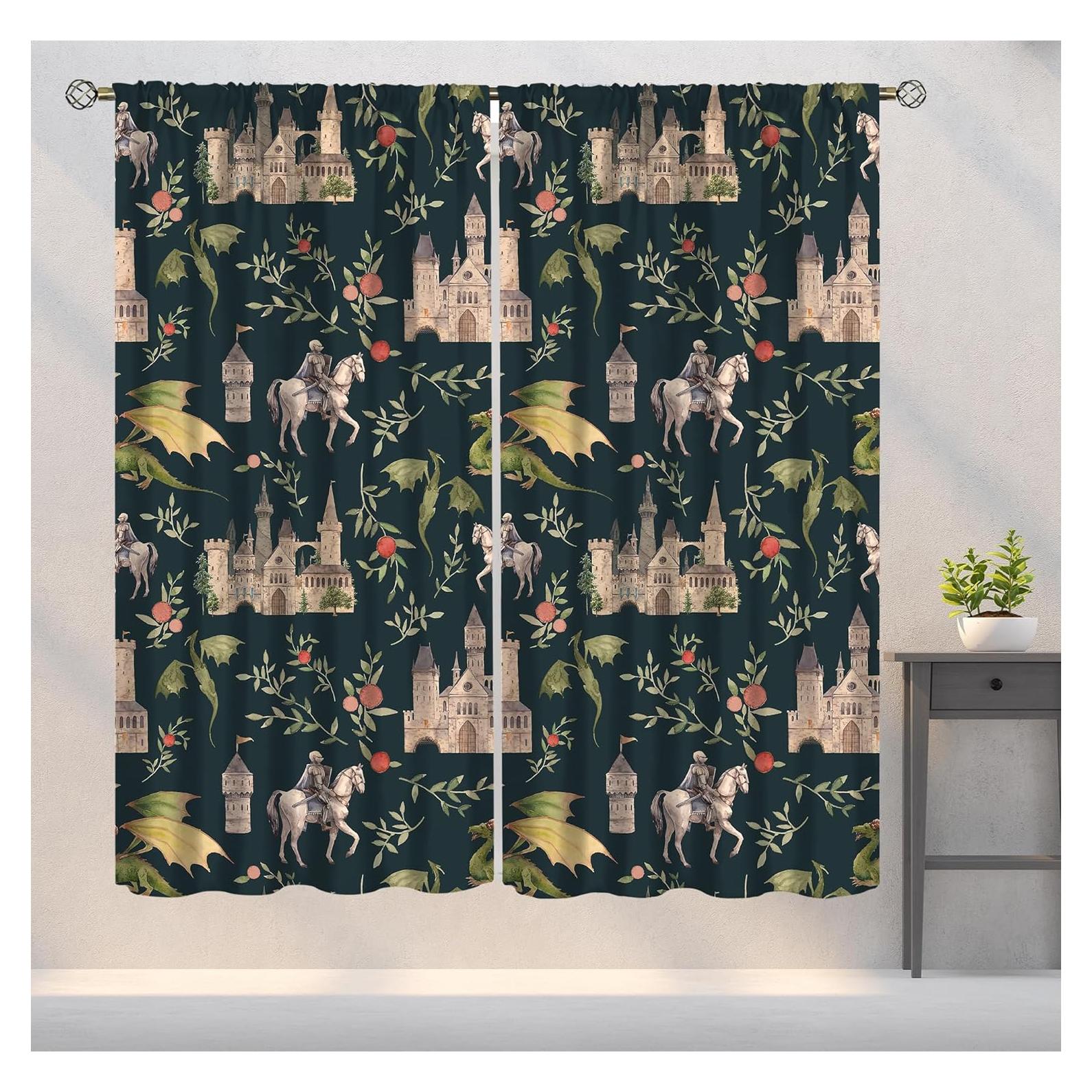 Cortinas Opacas PHTAYOT 42x84 cm Juego de 2 Paneles Floral