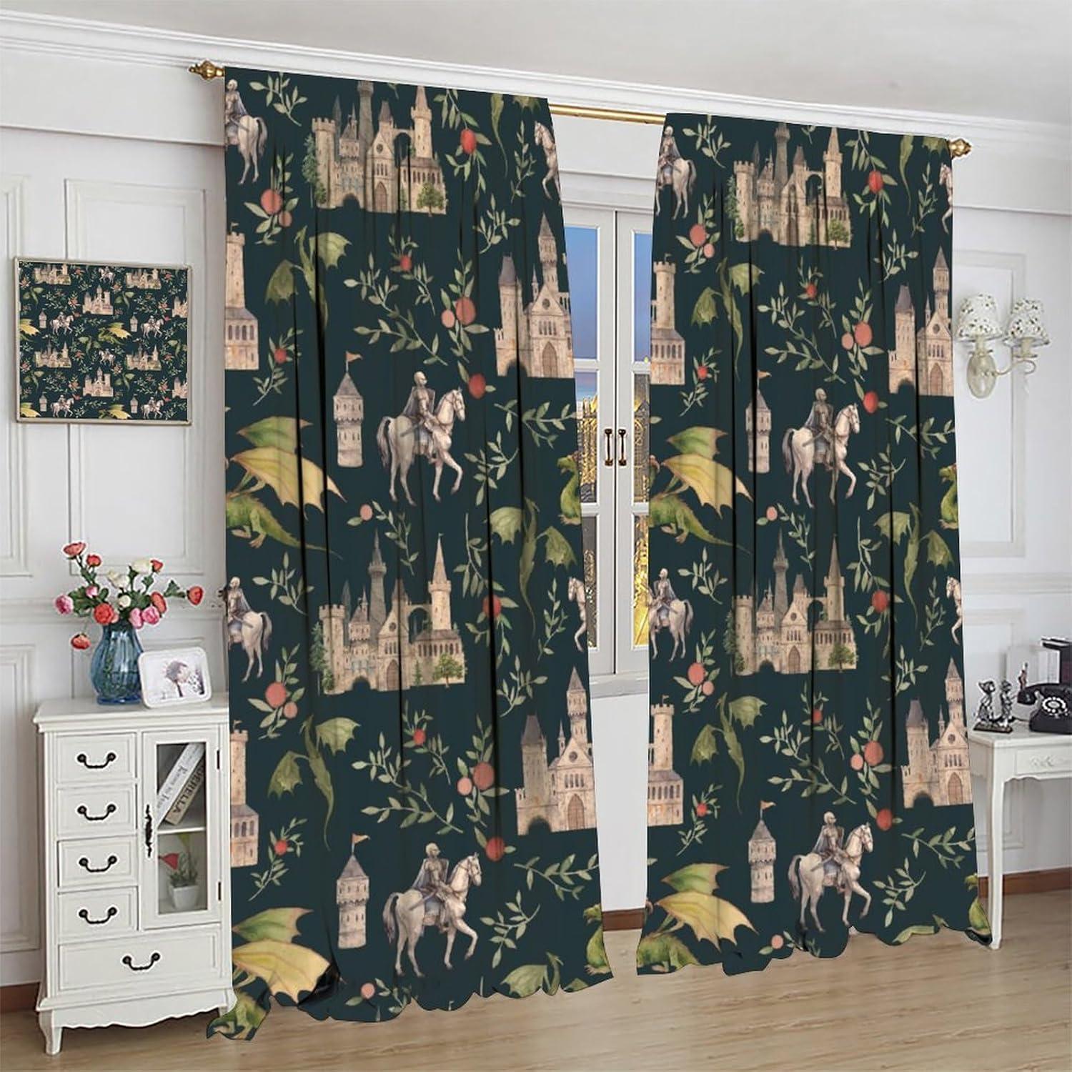 Cortinas Opacas PHTAYOT 42x84 cm Juego de 2 Paneles Floral