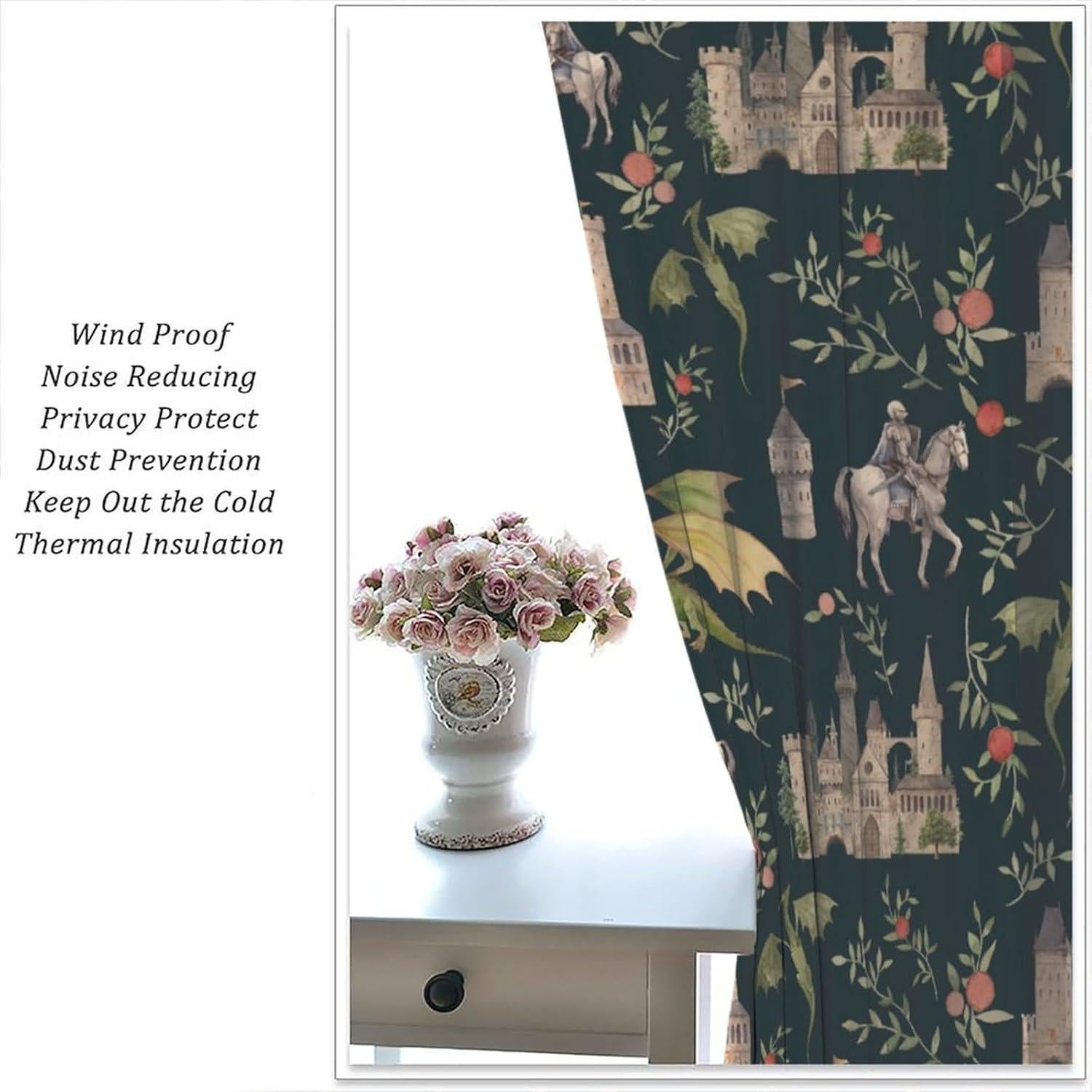 Cortinas Opacas PHTAYOT 42x84 cm Juego de 2 Paneles Floral