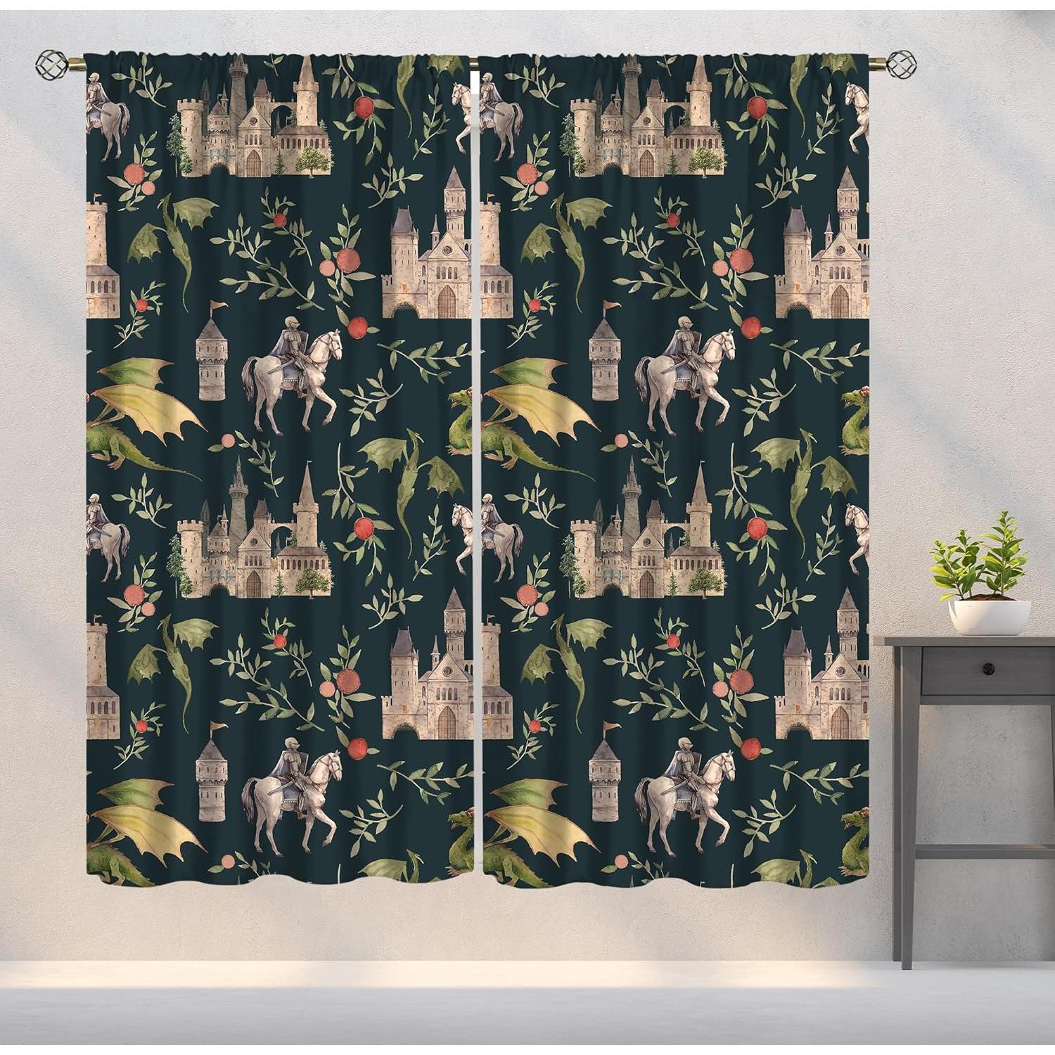 Cortinas Opacas PHTAYOT 42x84 cm Juego de 2 Paneles Floral