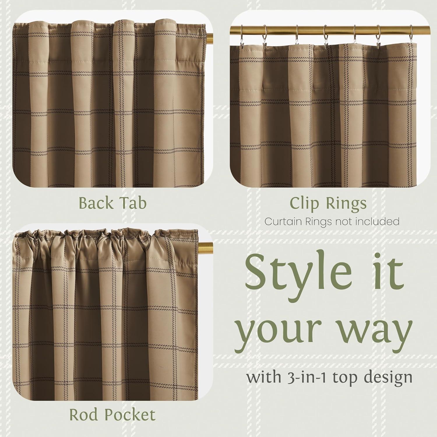 Cortinas de Oscurecimiento Total KGORGE 52x84 Lino Cuadros