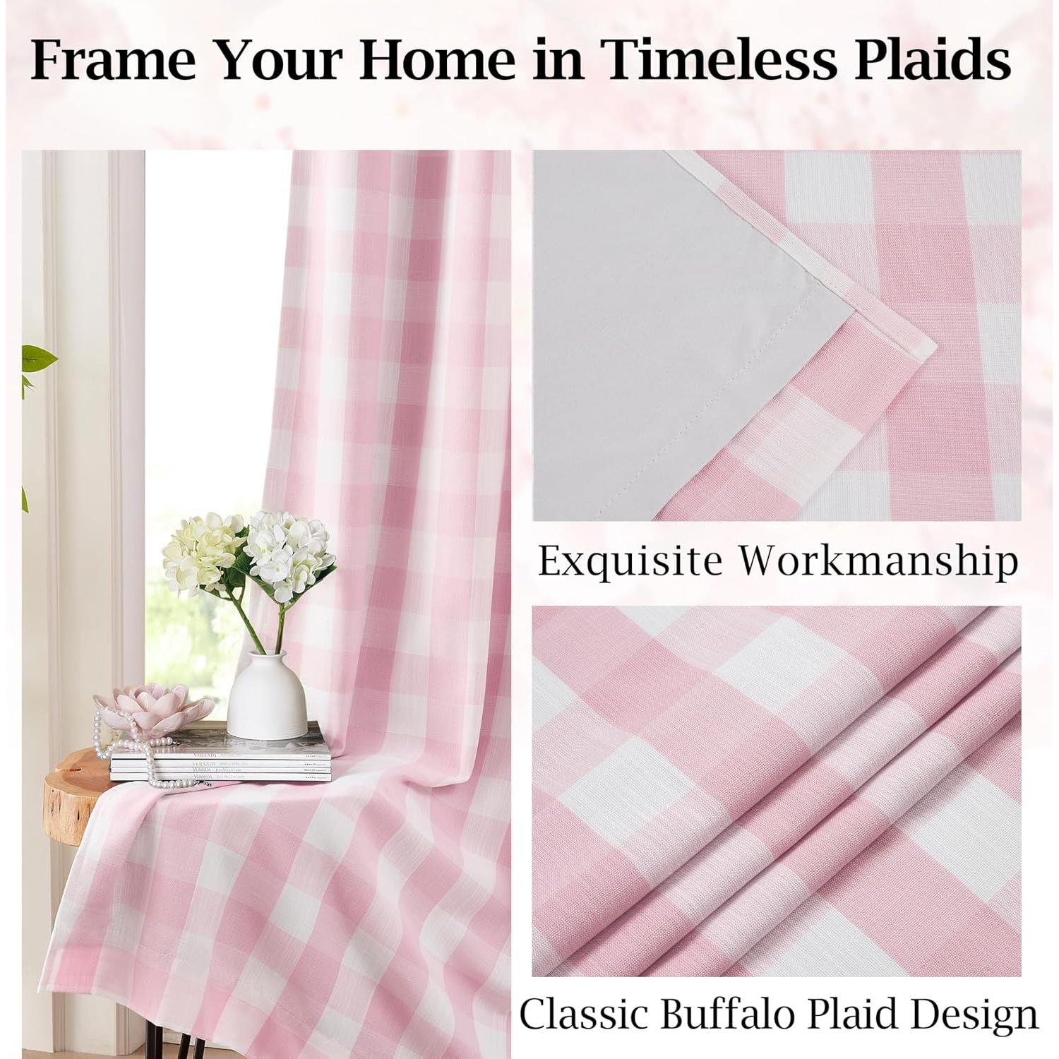 Cortinas Blackout Bapawfish 2 Paneles 101.6x228.6cm Rosa/Blanco