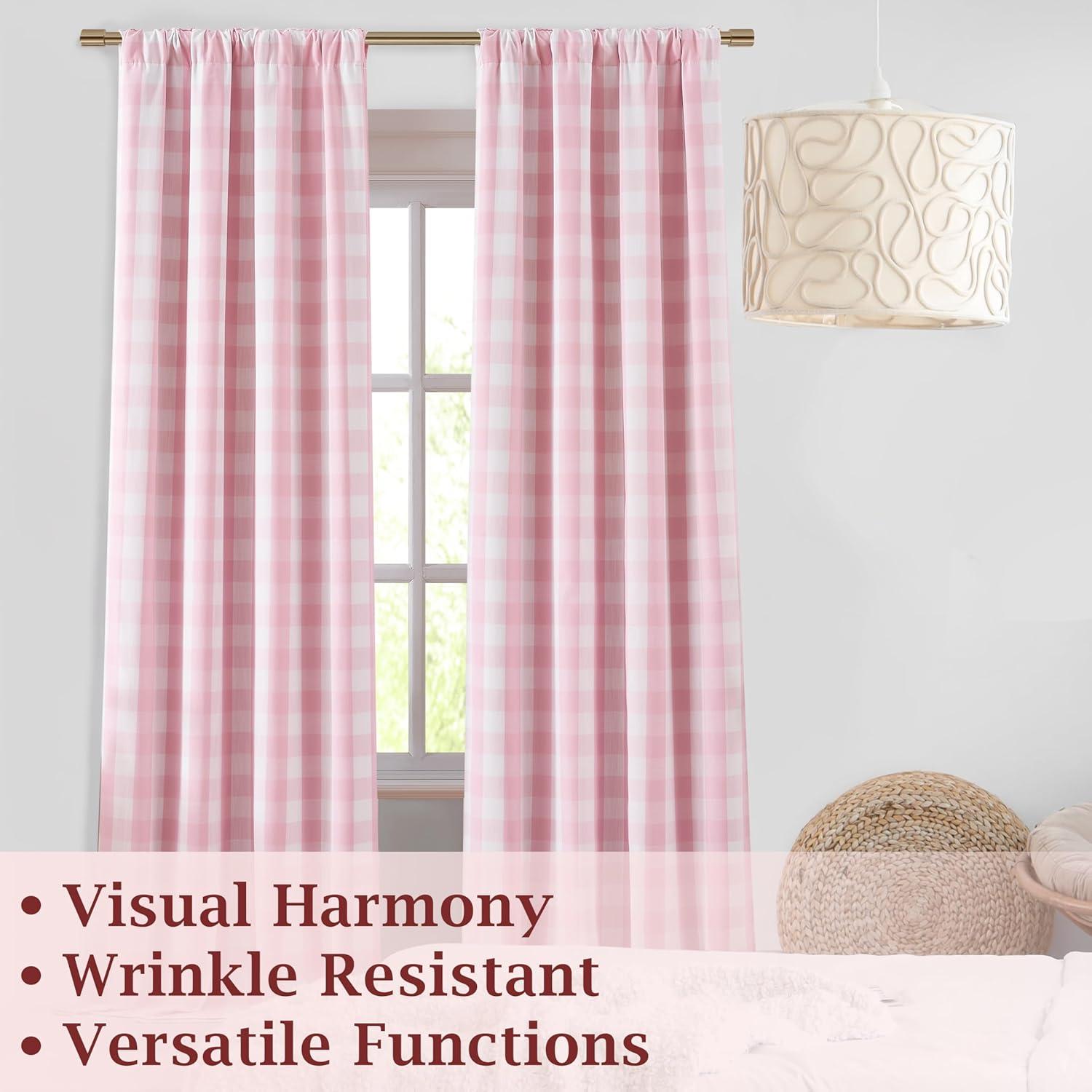 Cortinas Blackout Bapawfish 2 Paneles 101.6x228.6cm Rosa/Blanco