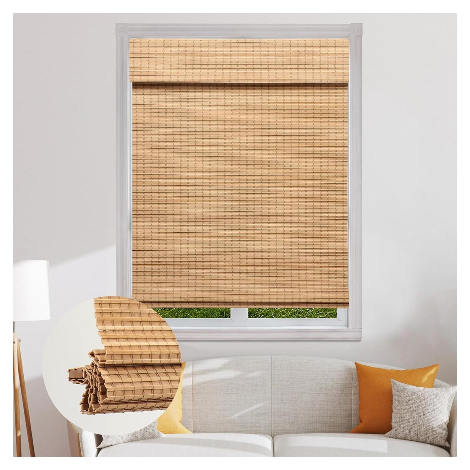 Persianas Romanas Inalámbricas SEEYE de Bambú Carbonizado 83.82x162.56cm