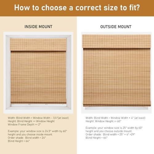 Persianas Romanas Inalámbricas SEEYE de Bambú Carbonizado 83.82x162.56cm