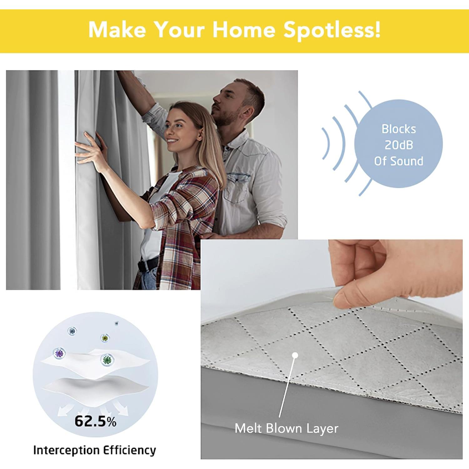 Cortinas Opacas NICETOWN 106.68x160.02 cm Grises Aislantes