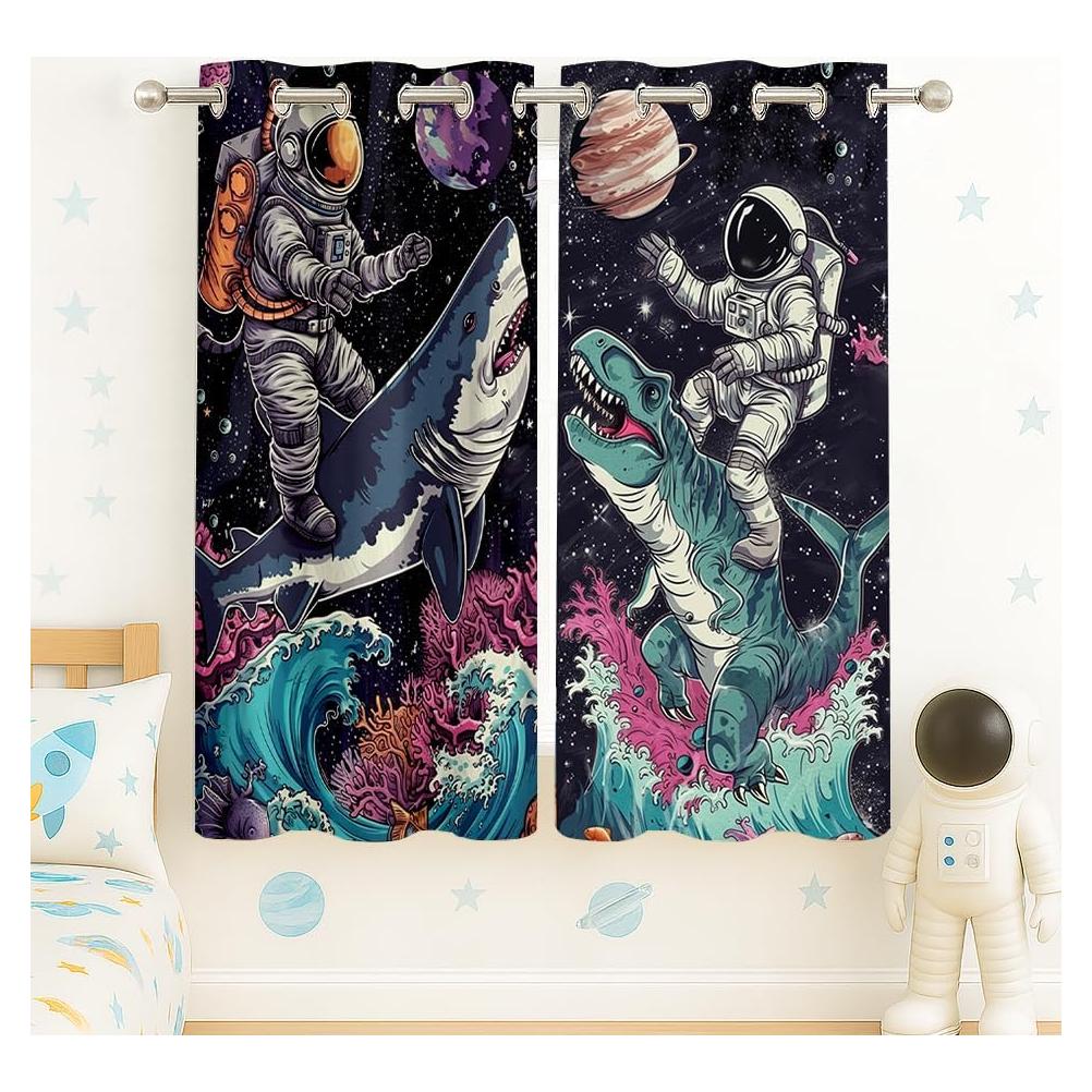 Cortinas Blackout Naiice Astronauta 213x213 cm 2 Pcs